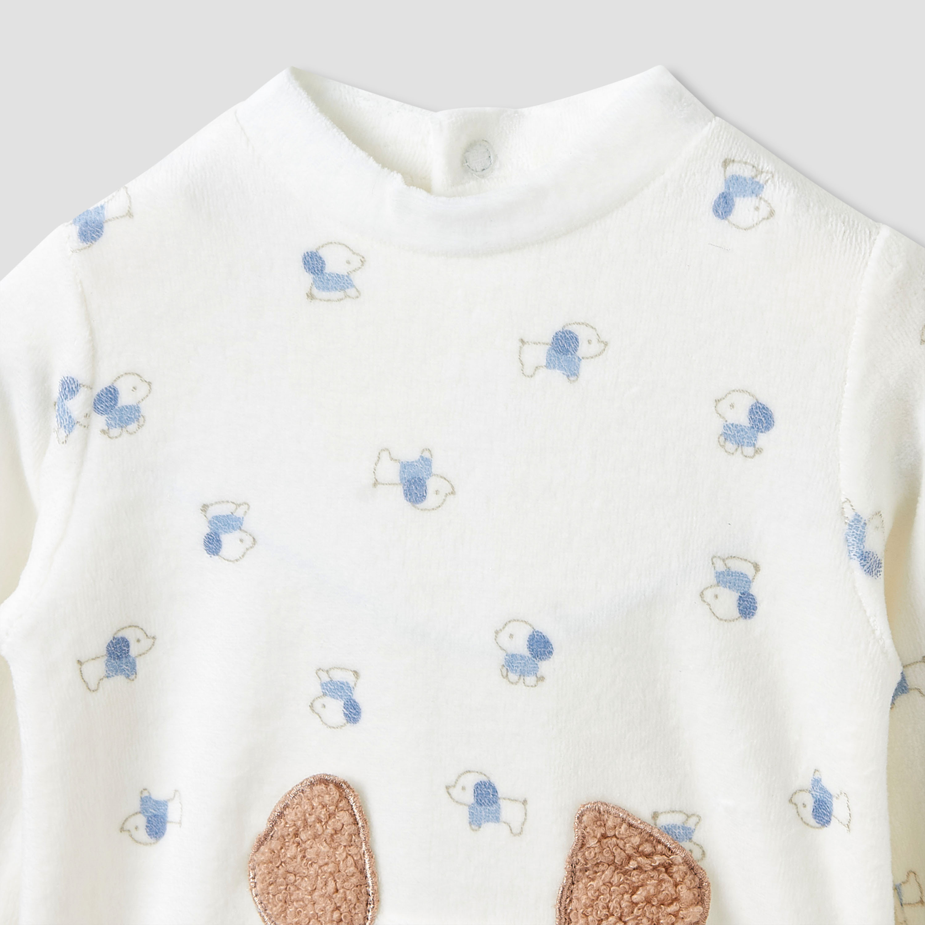 Juniors Round Neck Sleepsuit with Closed Feet - Velour - Long Sleeves-baby-boys-clothing-nightwear-sleepsuits-image-4