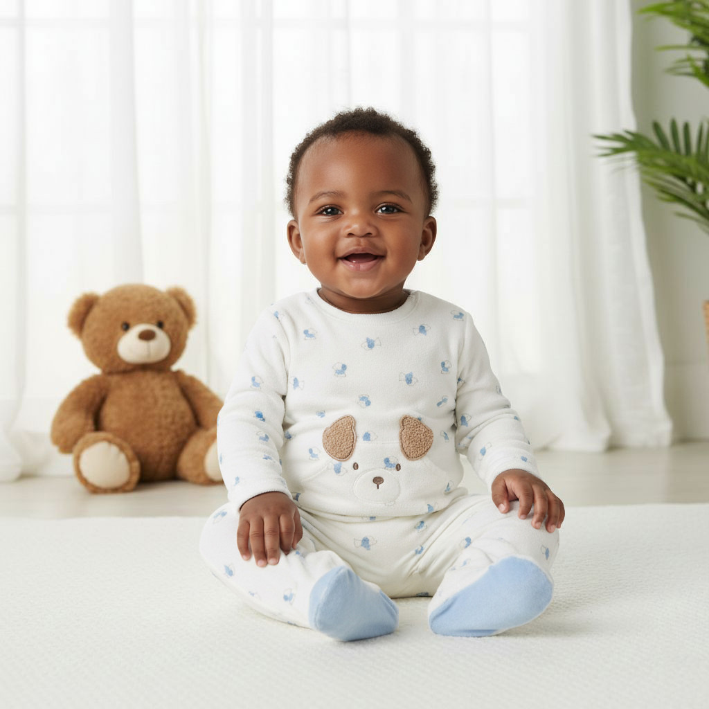 Juniors Round Neck Sleepsuit with Closed Feet - Velour - Long Sleeves-baby-boys-clothing-nightwear-sleepsuits-image-6