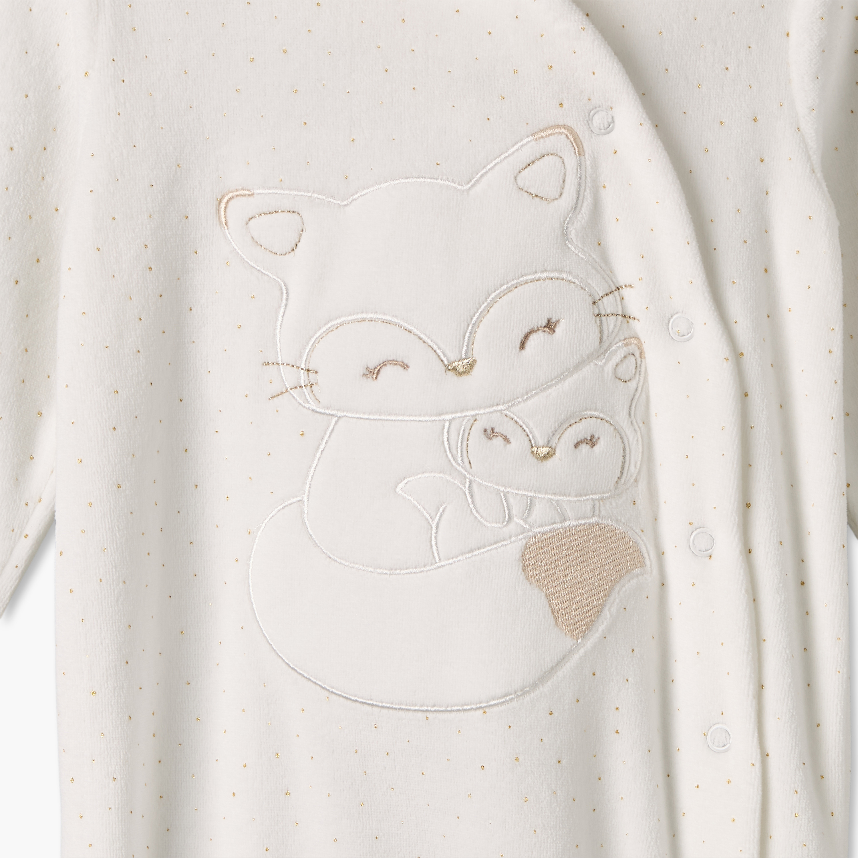Juniors Velour Hooded Long Sleeves Sleepsuit with Cat Print-baby-girls-clothing-nightwear-sleepsuits-image-4