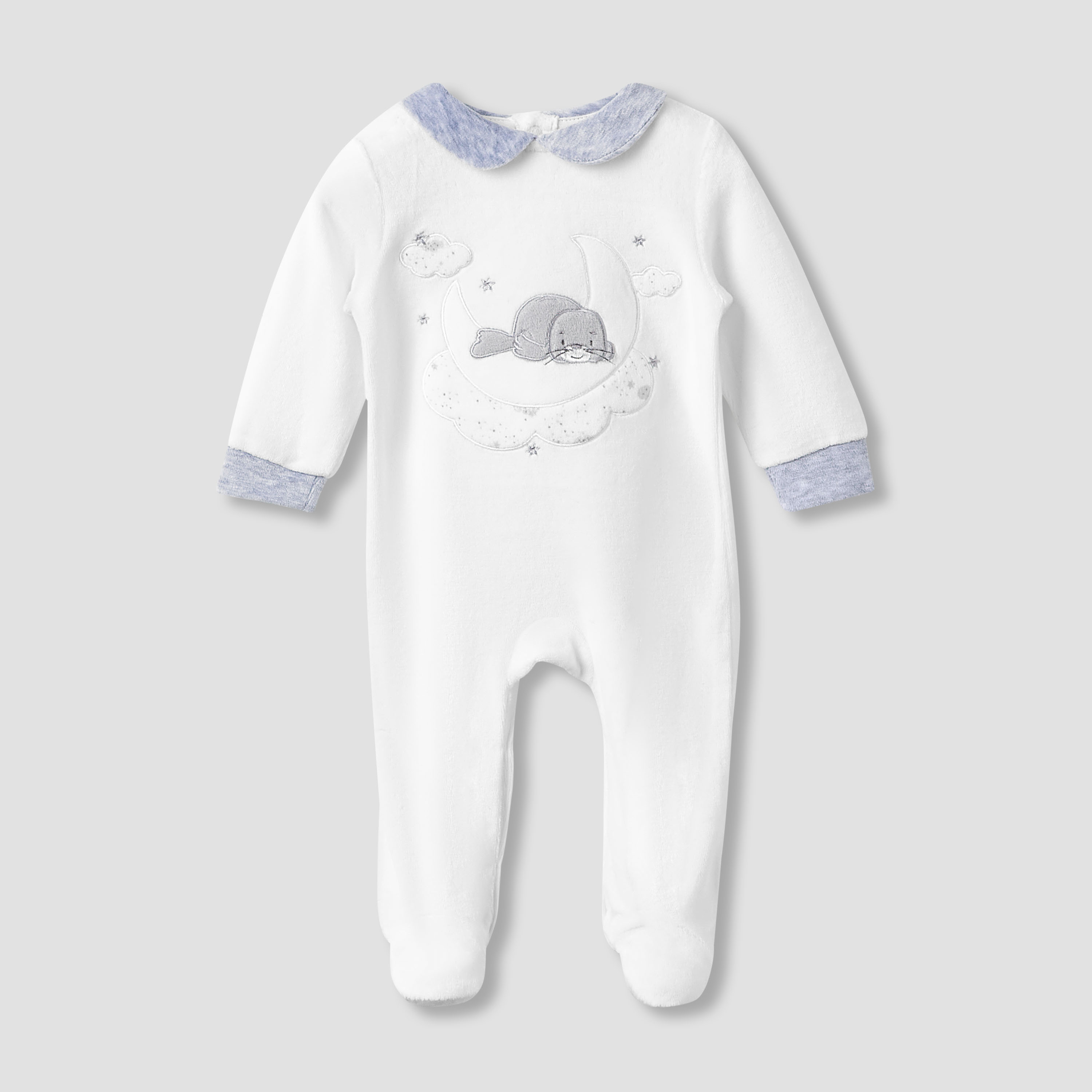 Juniors Collared Sleepsuit with Closed Feet - Velour - Long Sleeves - Set of 2-baby-boys-clothing-nightwear-sleepsuits-image-2
