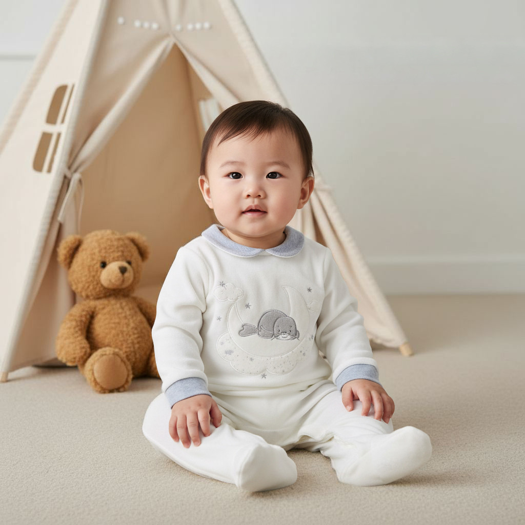 Juniors Collared Sleepsuit with Closed Feet - Velour - Long Sleeves - Set of 2-baby-boys-clothing-nightwear-sleepsuits-image-6