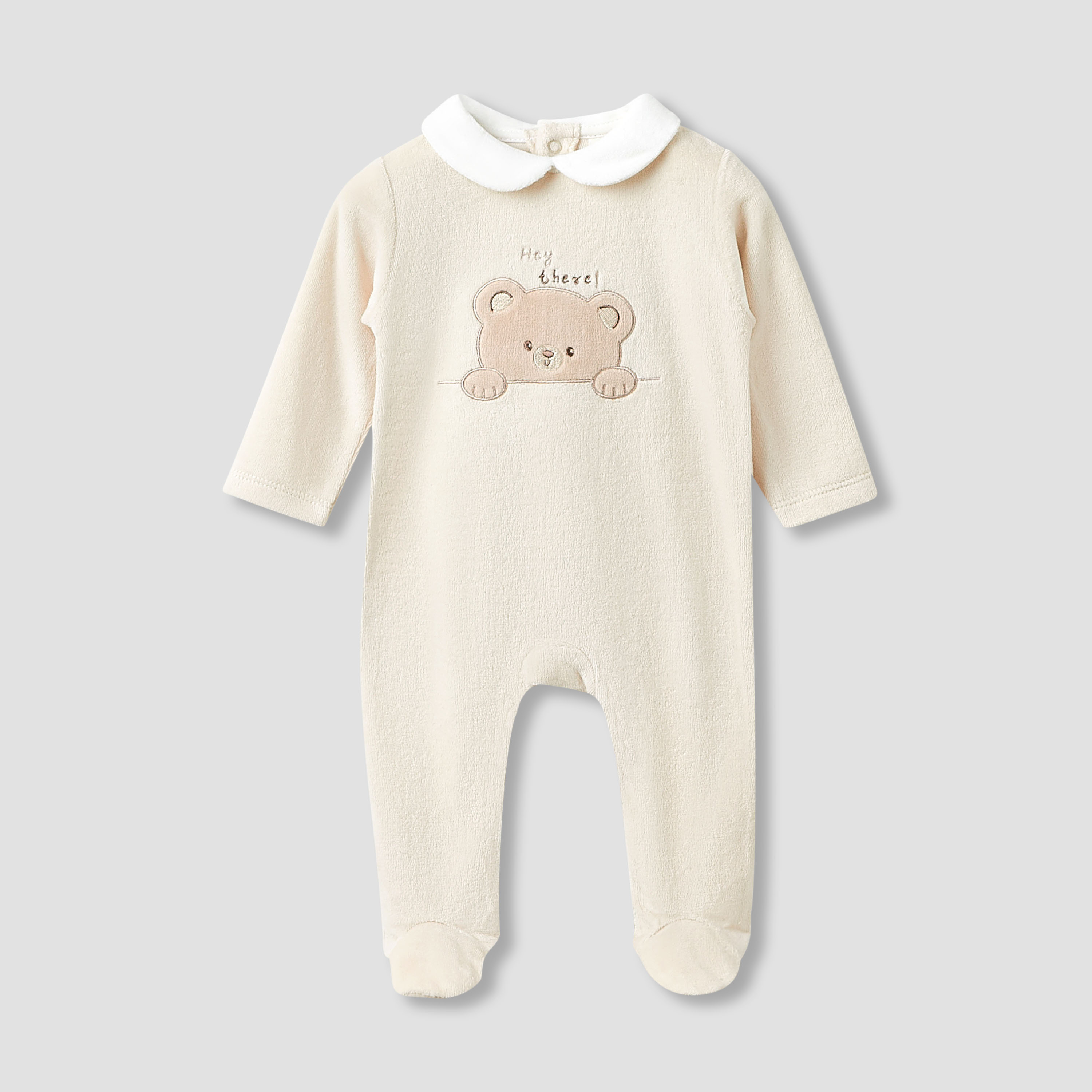 Juniors Collared Sleepsuit with Closed Feet - Velour - Long Sleeves - Set of 2-baby-boys-clothing-winterwear-sleepsuits-image-2
