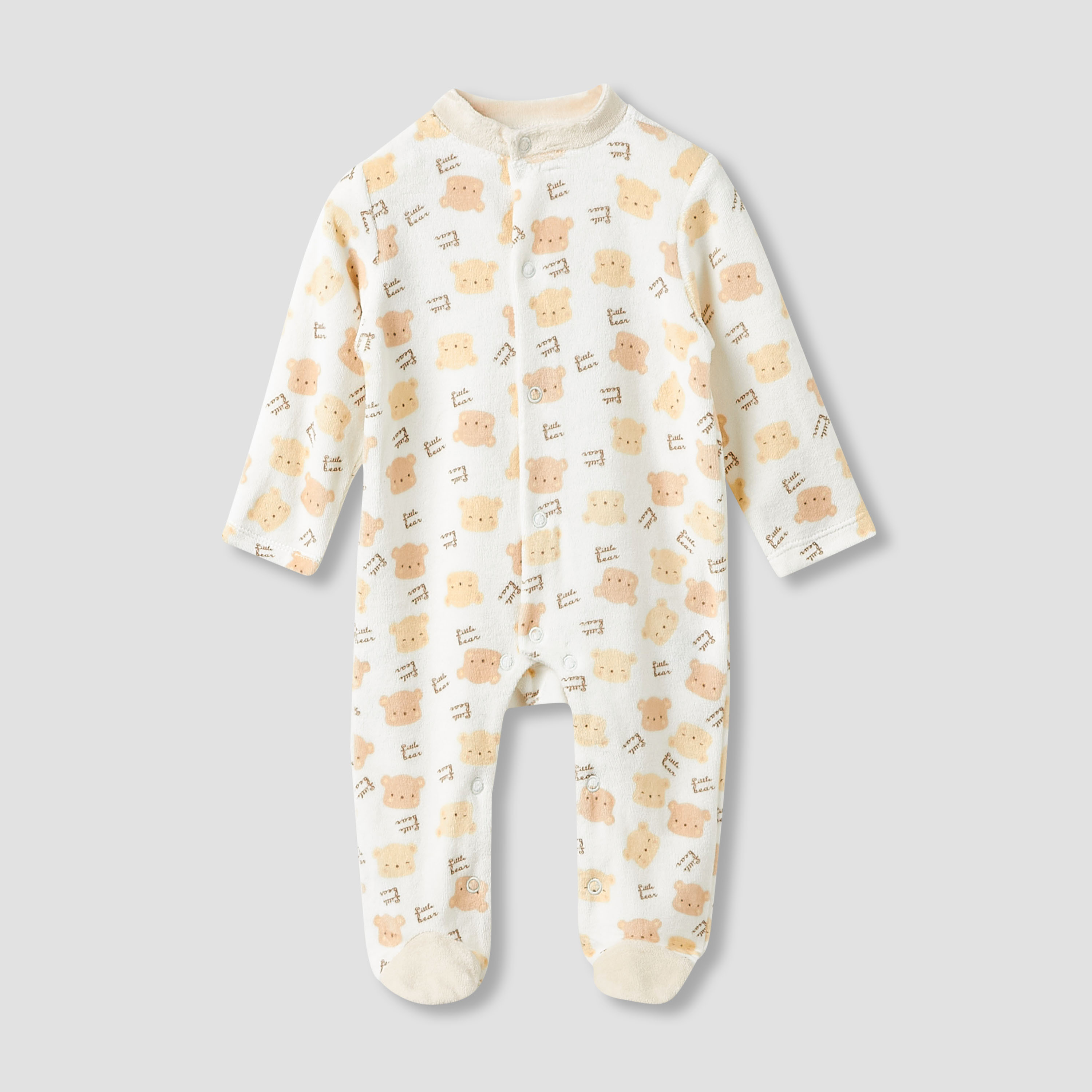 Juniors Collared Sleepsuit with Closed Feet - Velour - Long Sleeves - Set of 2-baby-boys-clothing-winterwear-sleepsuits-image-3