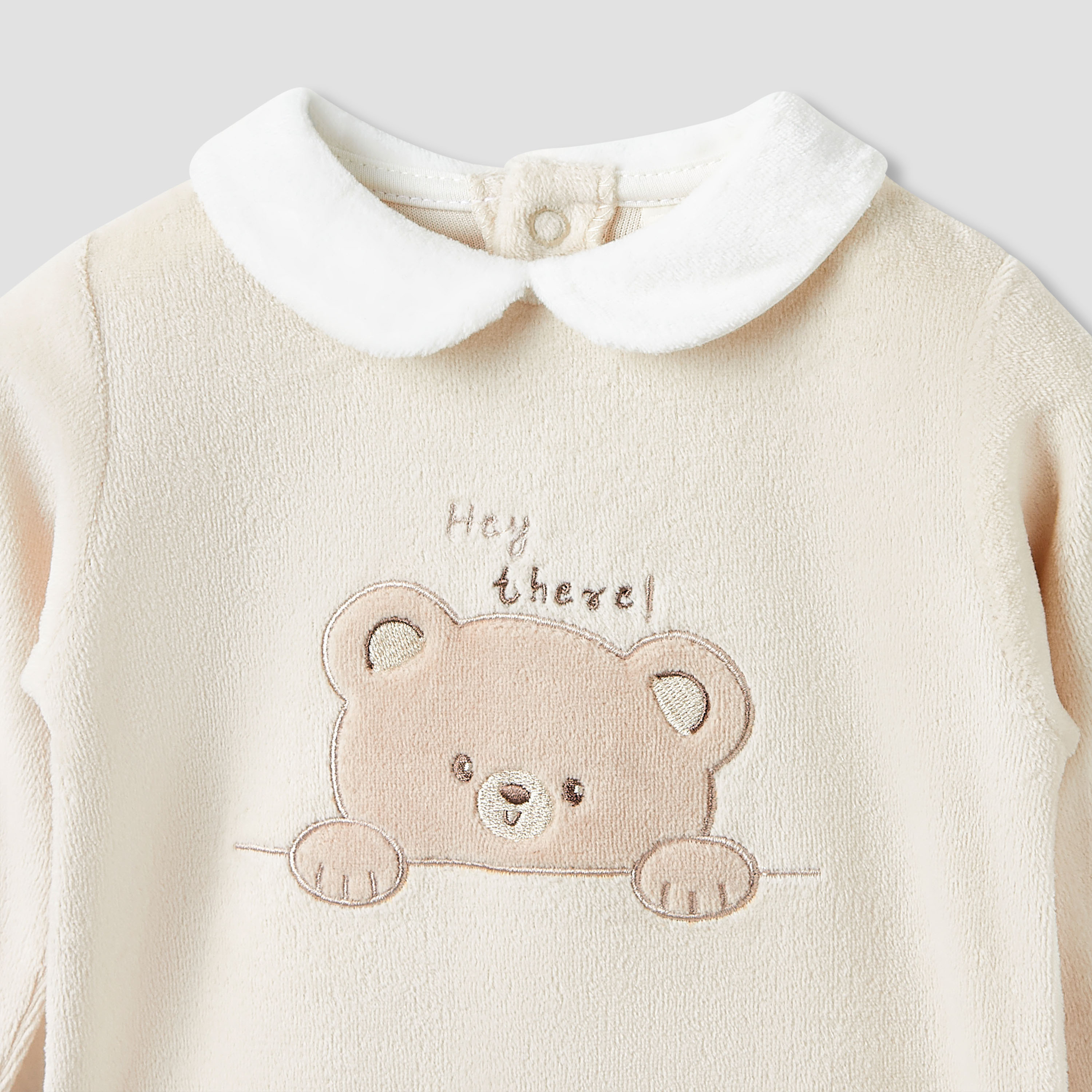 Juniors Collared Sleepsuit with Closed Feet - Velour - Long Sleeves - Set of 2-baby-boys-clothing-winterwear-sleepsuits-image-4