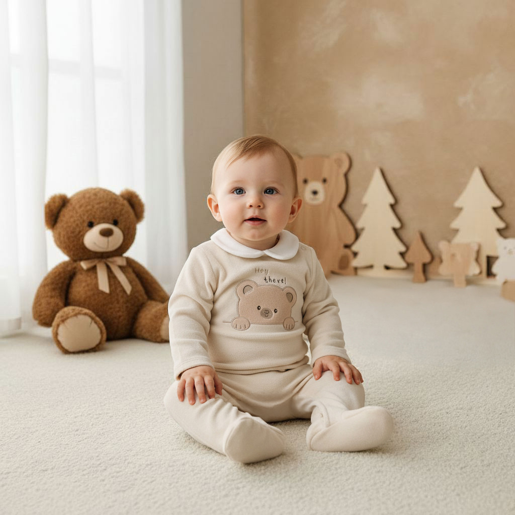 Juniors Collared Sleepsuit with Closed Feet - Velour - Long Sleeves - Set of 2-baby-boys-clothing-winterwear-sleepsuits-image-6