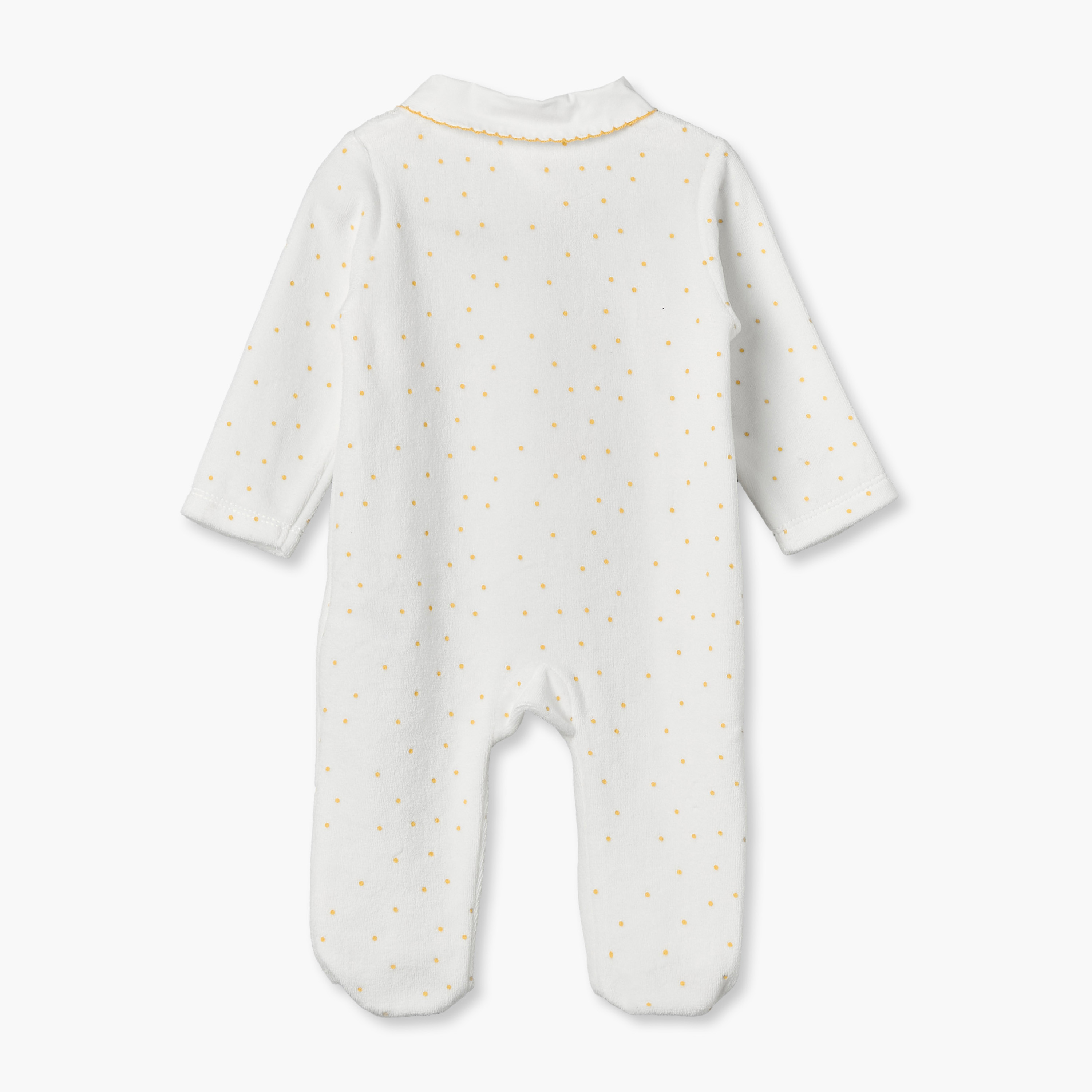 بدلة نوم فيلور بياقة وأكمام طويلة وتطريزات مع كاب من جونيورز-baby-boys-clothing-nightwear-sleepsuits-image-3