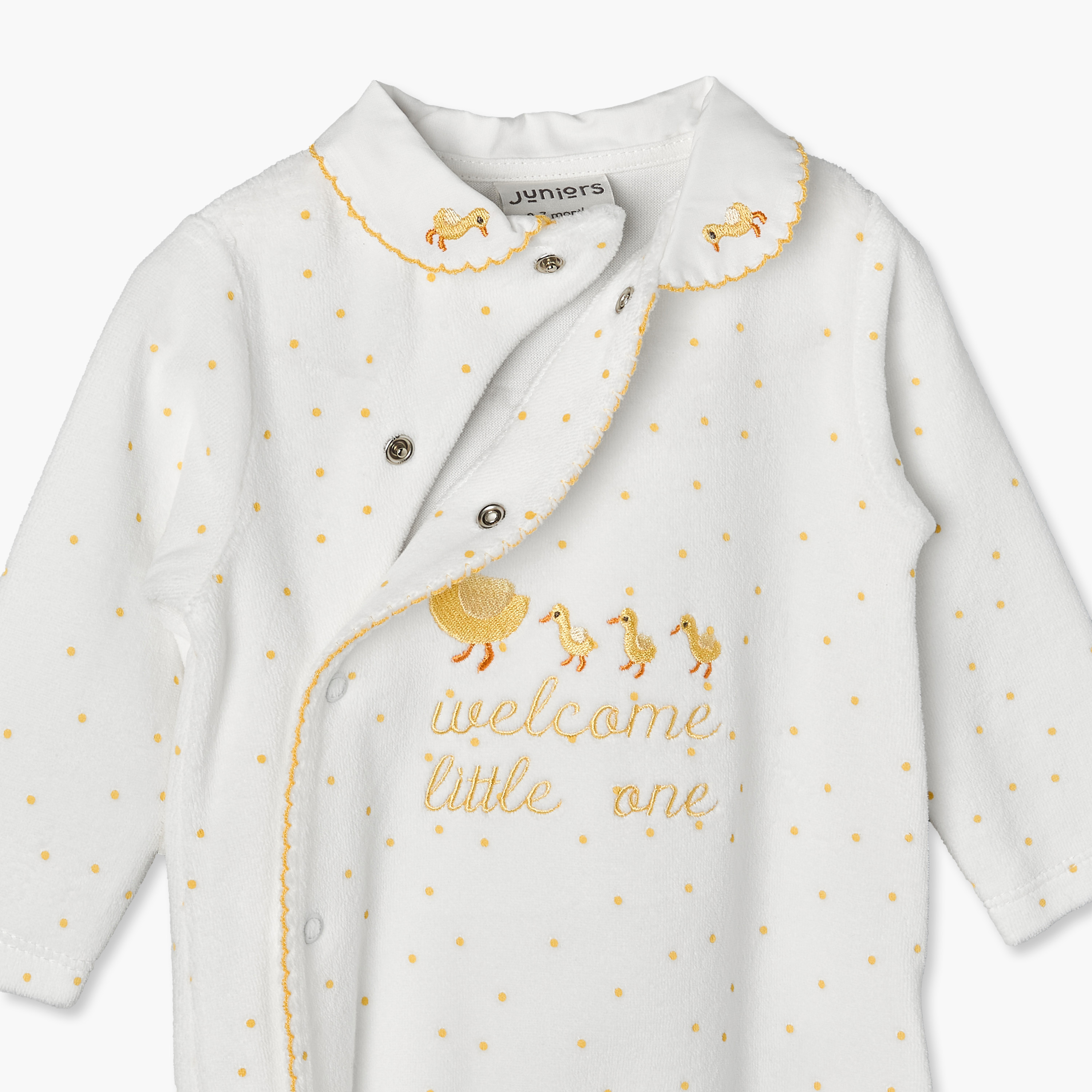 بدلة نوم فيلور بياقة وأكمام طويلة وتطريزات مع كاب من جونيورز-baby-boys-clothing-nightwear-sleepsuits-image-5