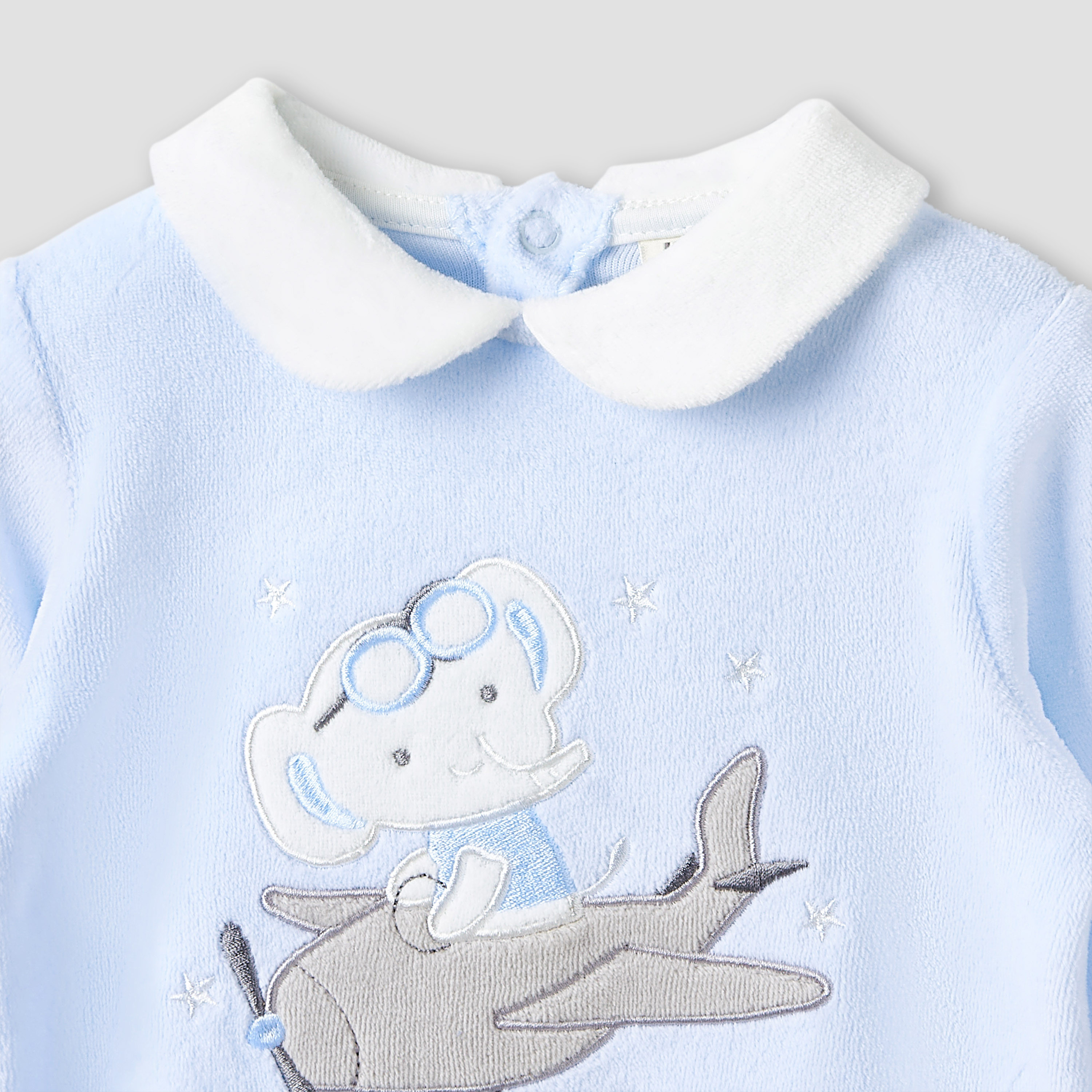 Juniors Collared Sleepsuit with Closed Feet - Velour - Long Sleeves - Set of 2-baby-boys-clothing-nightwear-sleepsuits-image-4