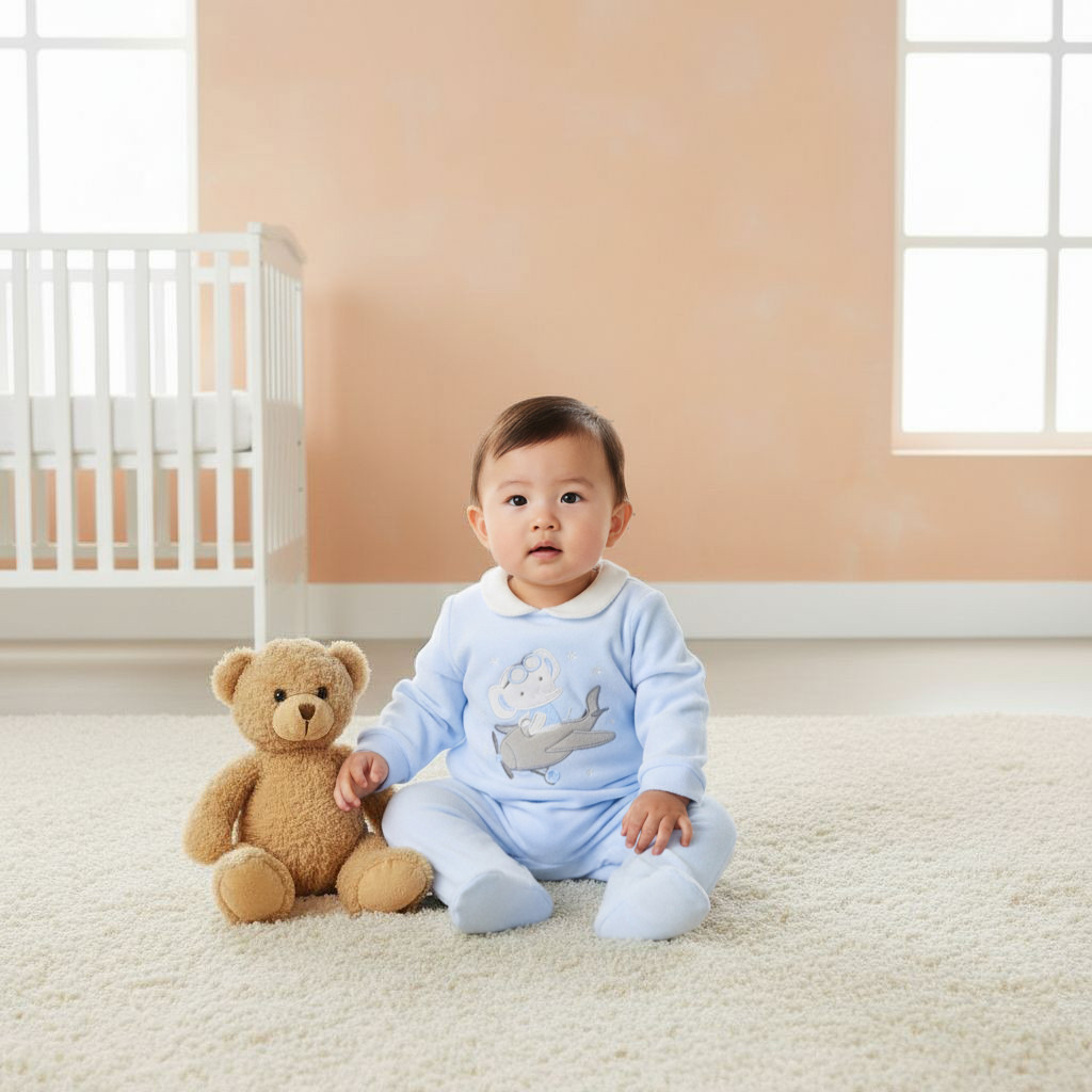Juniors Collared Sleepsuit with Closed Feet - Velour - Long Sleeves - Set of 2-baby-boys-clothing-nightwear-sleepsuits-image-5