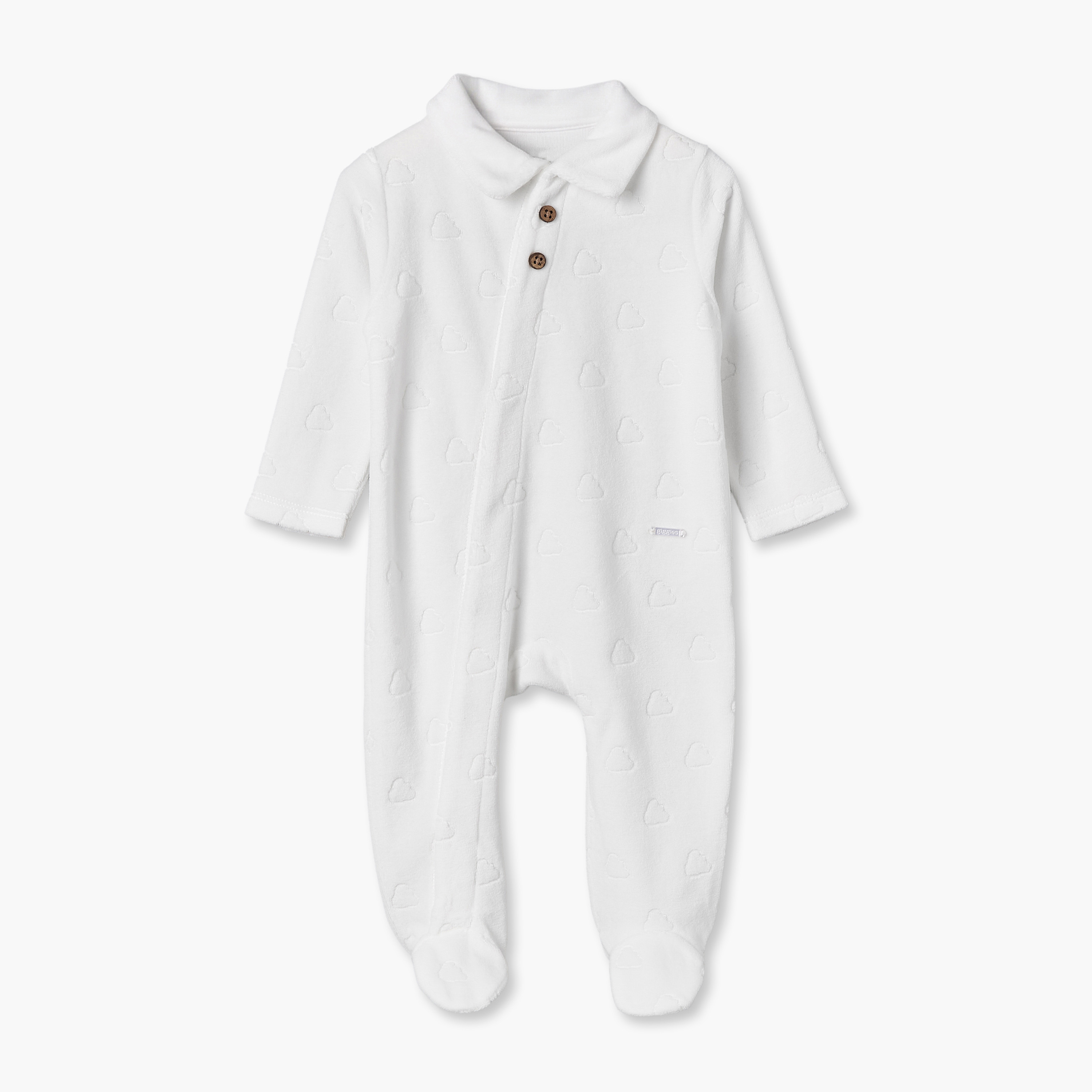 بدلة نوم فيلور بياقة وأكمام طويلة ونقوش من جيجلز-baby-boys-clothing-nightwear-sleepsuits-image-1
