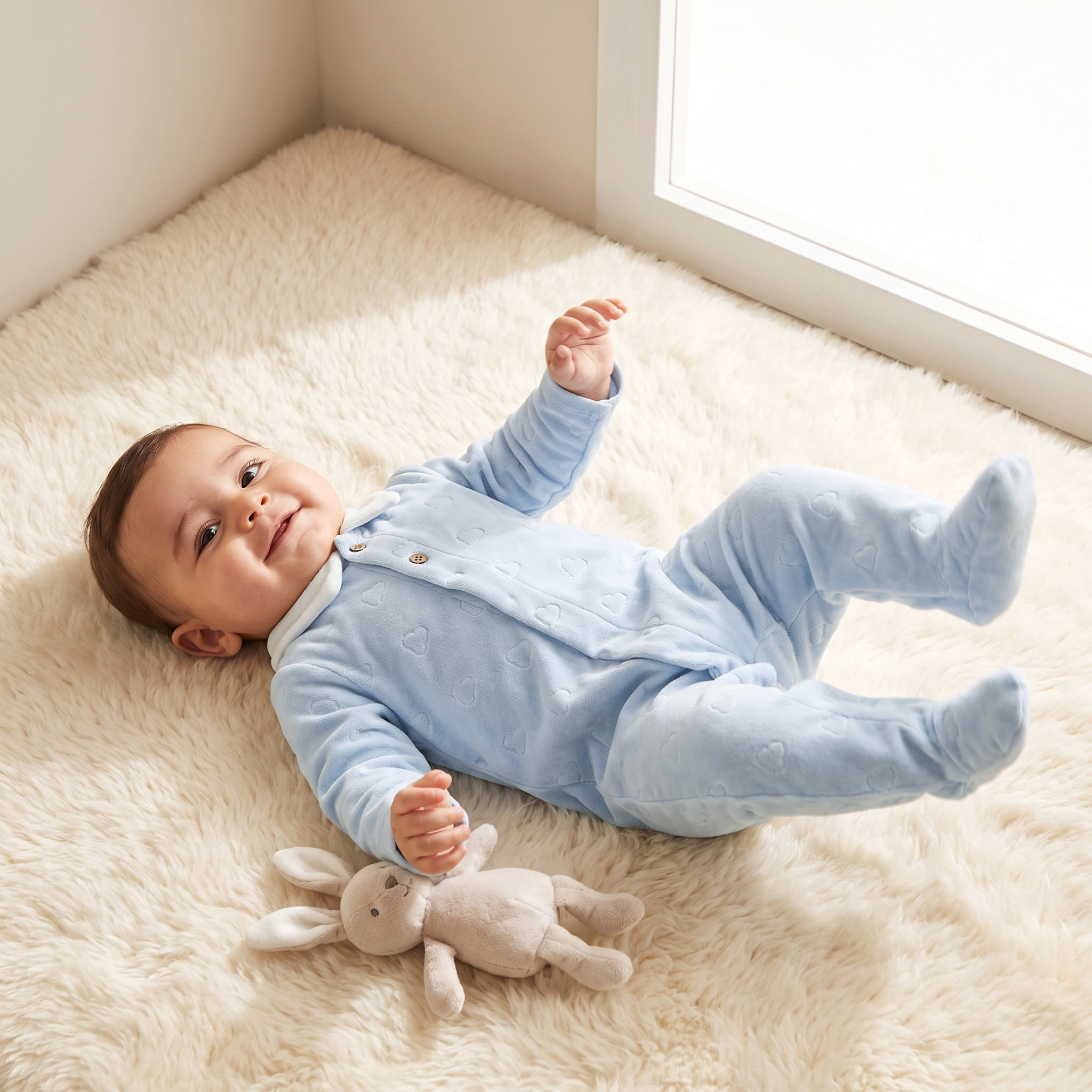 بدلة نوم قطن بياقة عادية وأكمام طويلة وأزرار إغلاق كبس من جيجلز-baby-boys-clothing-nightwear-sleepsuits-image-1