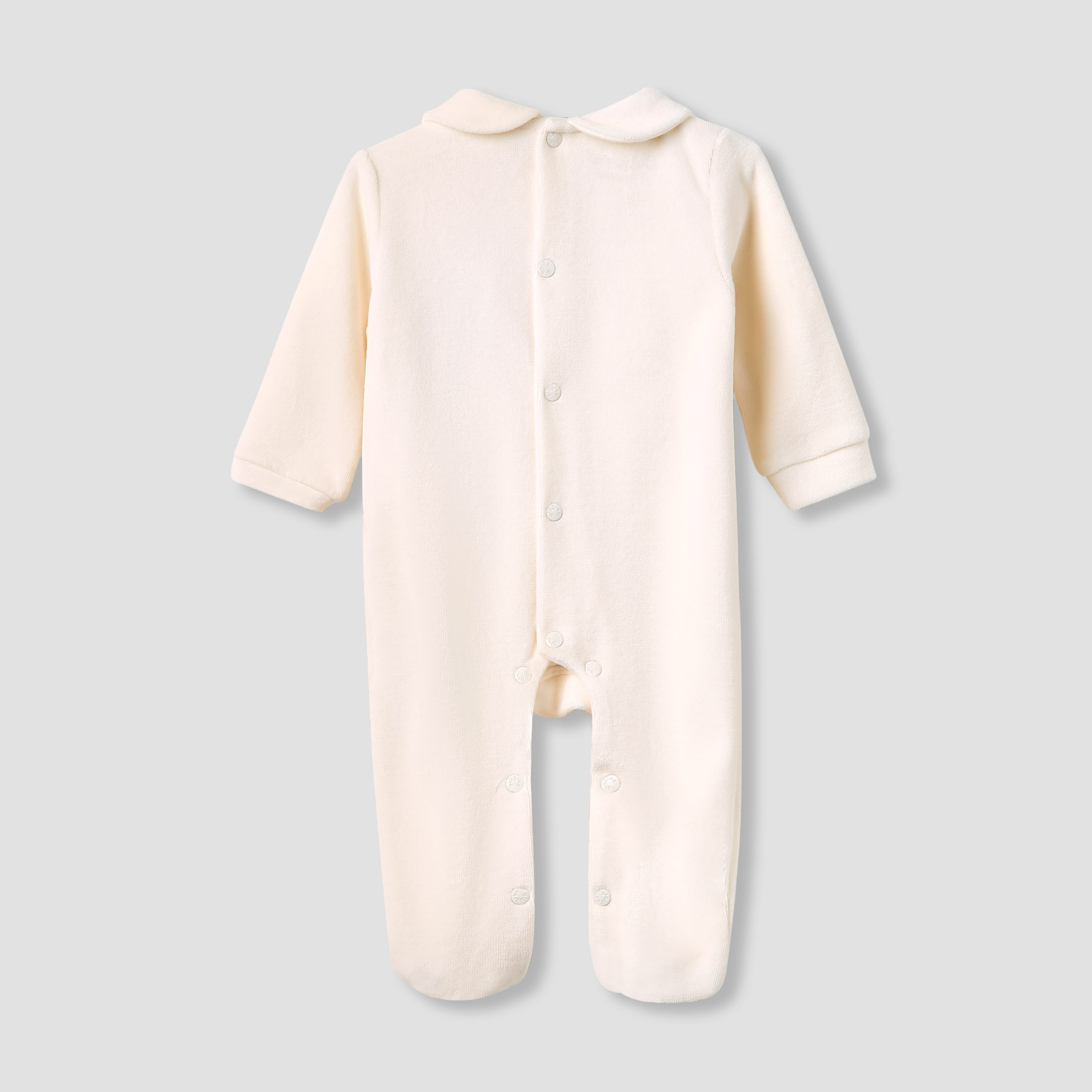 Giggles Collared Sleepsuit with Closed Feet - Velour - Long Sleeves-baby-girls-clothing-nightwear-sleepsuits-image-2
