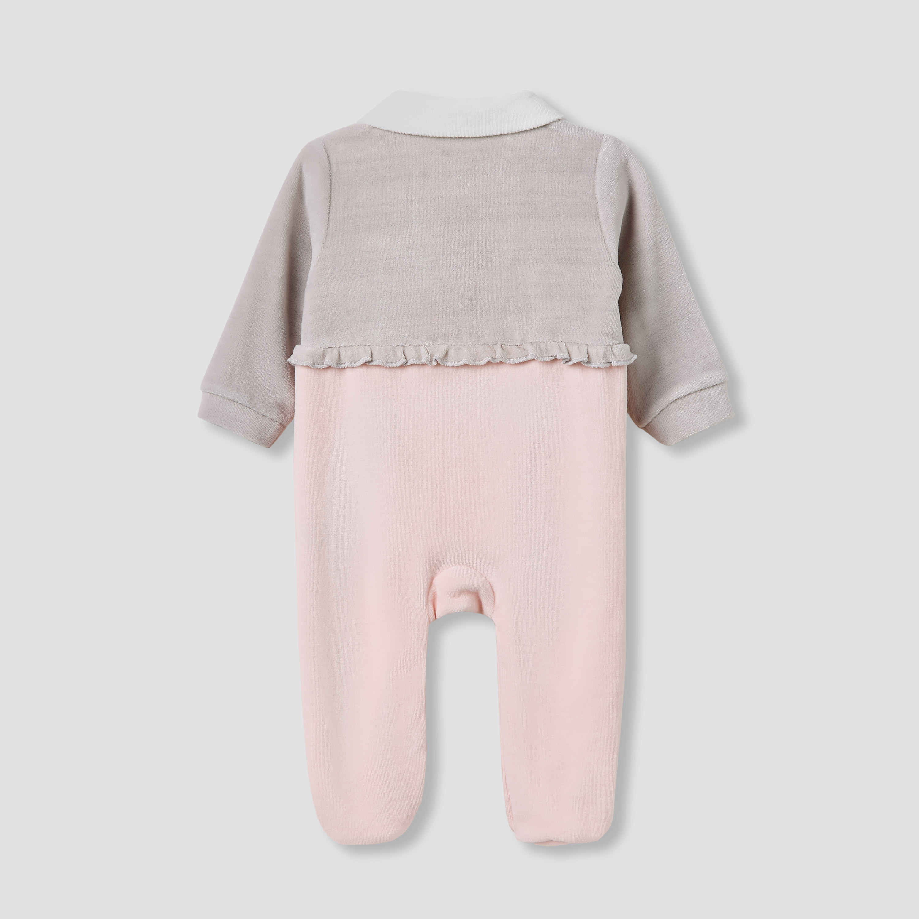 Giggles Collared Sleepsuit with Closed Feet - Velour - Long Sleeves-baby-girls-clothing-nightwear-sleepsuits-image-2