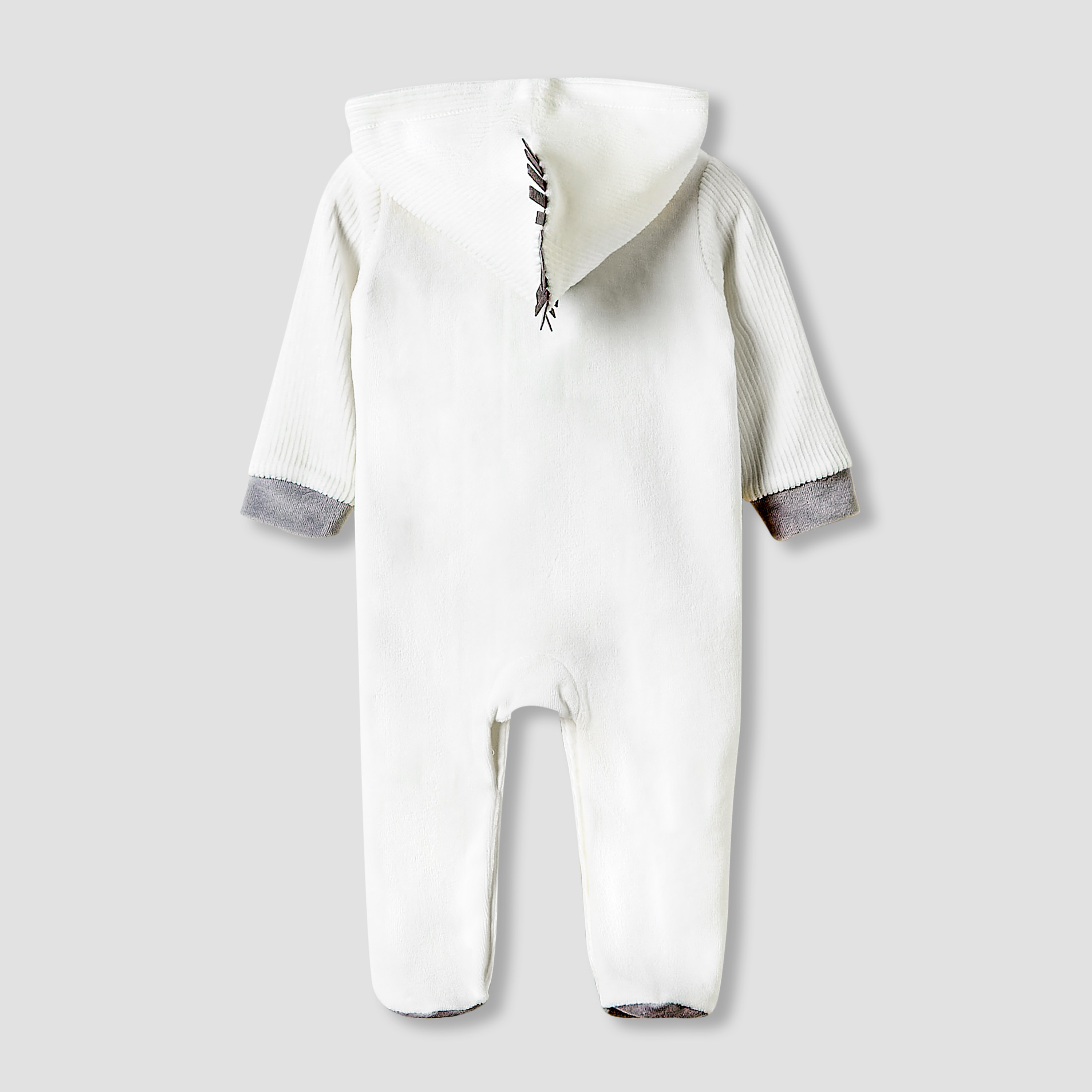 Juniors Hooded Sleepsuit with Zebra Applique - Long Sleeves-baby-boys-clothing-winterwear-sleepsuits-image-2