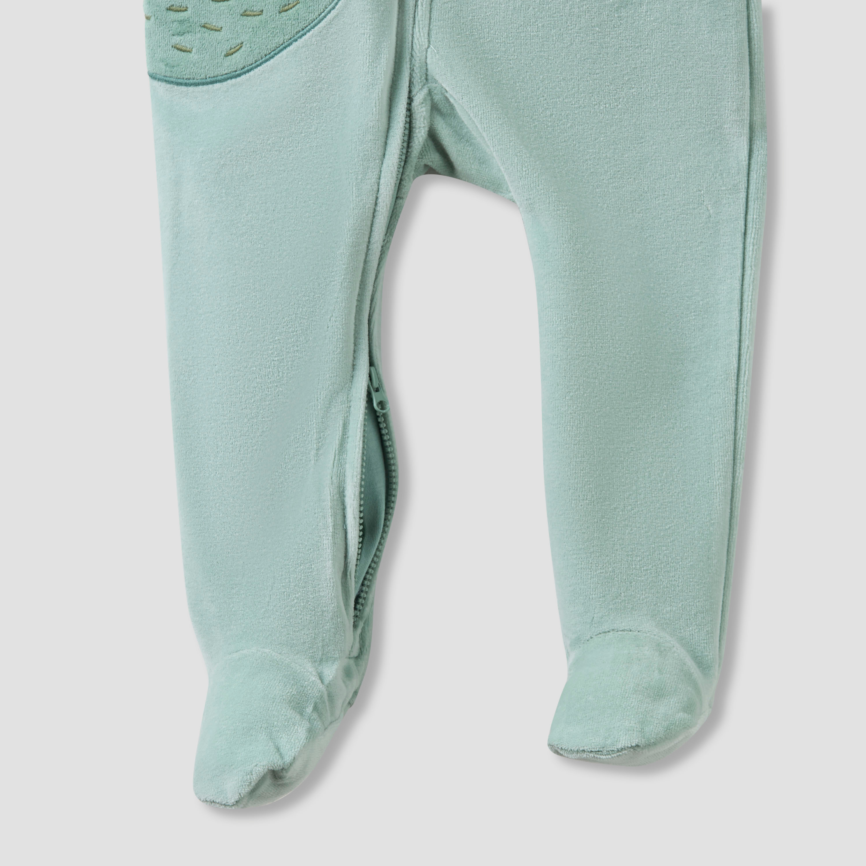 Juniors Hooded Closed Foot Sleepsuit with Alligator Applique - Velour - Long Sleeves-baby-boys-clothing-nightwear-sleepsuits-image-4