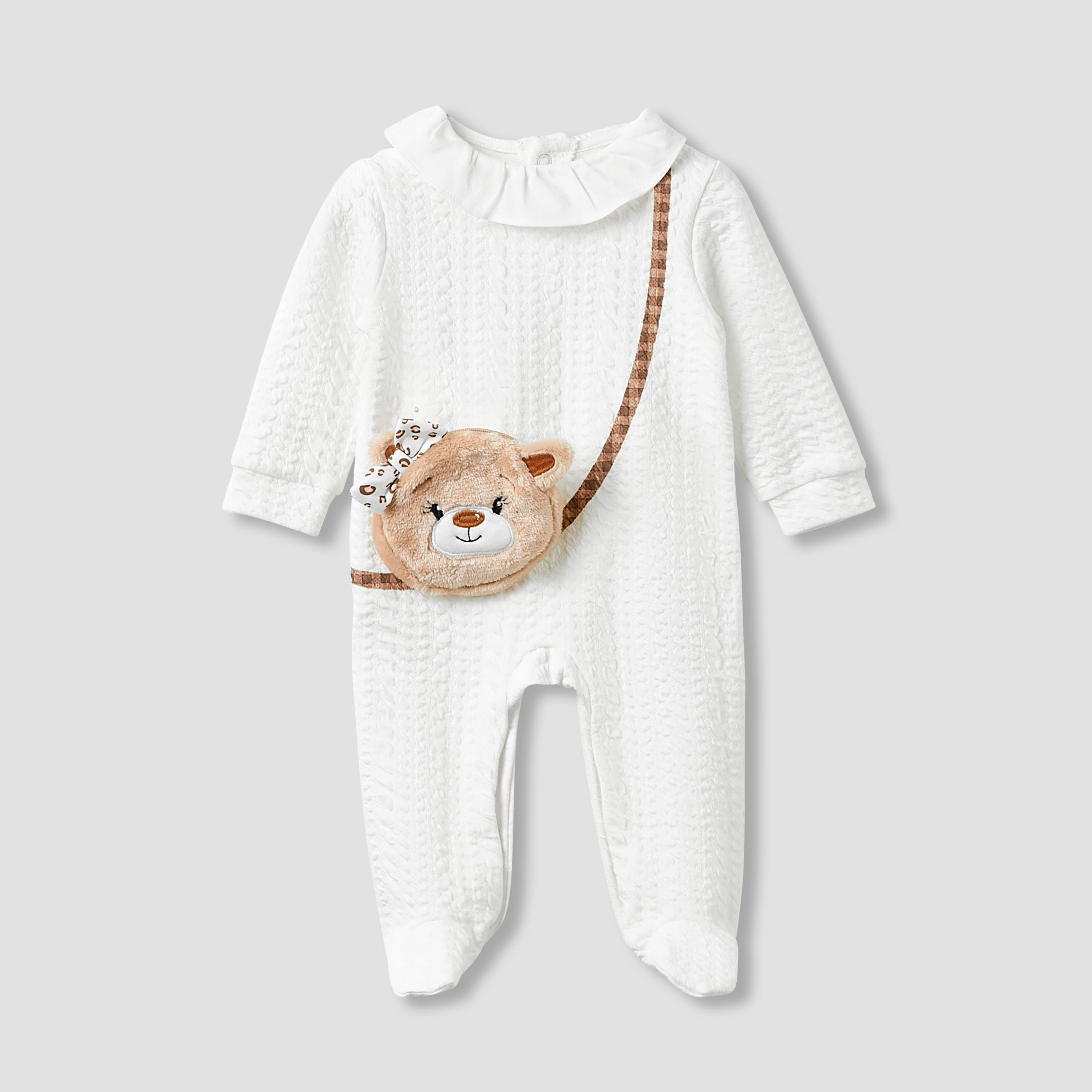 Juniors Collar Neck Sleepsuit with Beanie - Long Sleeves-baby-girls-clothing-nightwear-sleepsuits-image-2