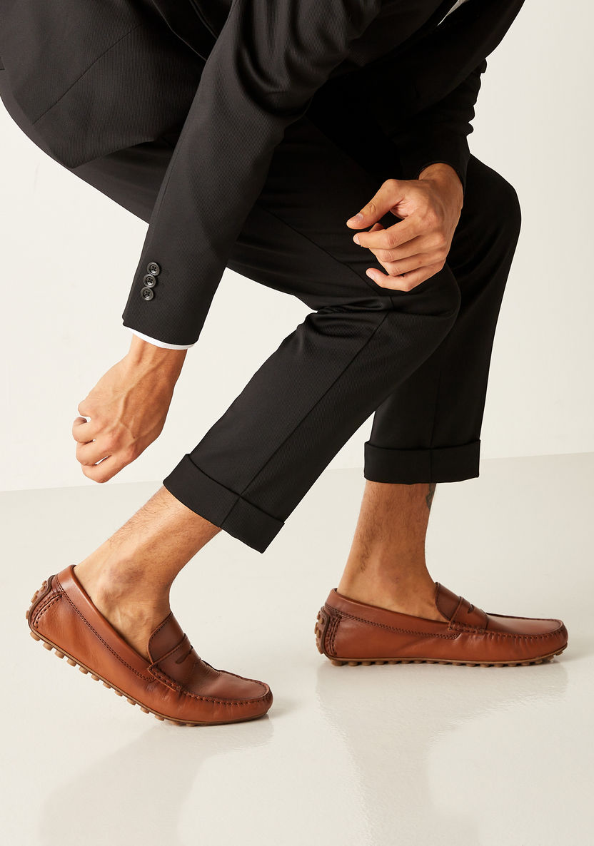 Duchini Men's Slip-On Moccasins with Cutout Detail-Men%27s Casual Shoes-image-0