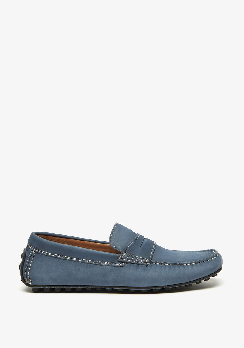 Duchini Men's Leather Slip-On Moccasins with Cutout Detail-Moccasins-image-0