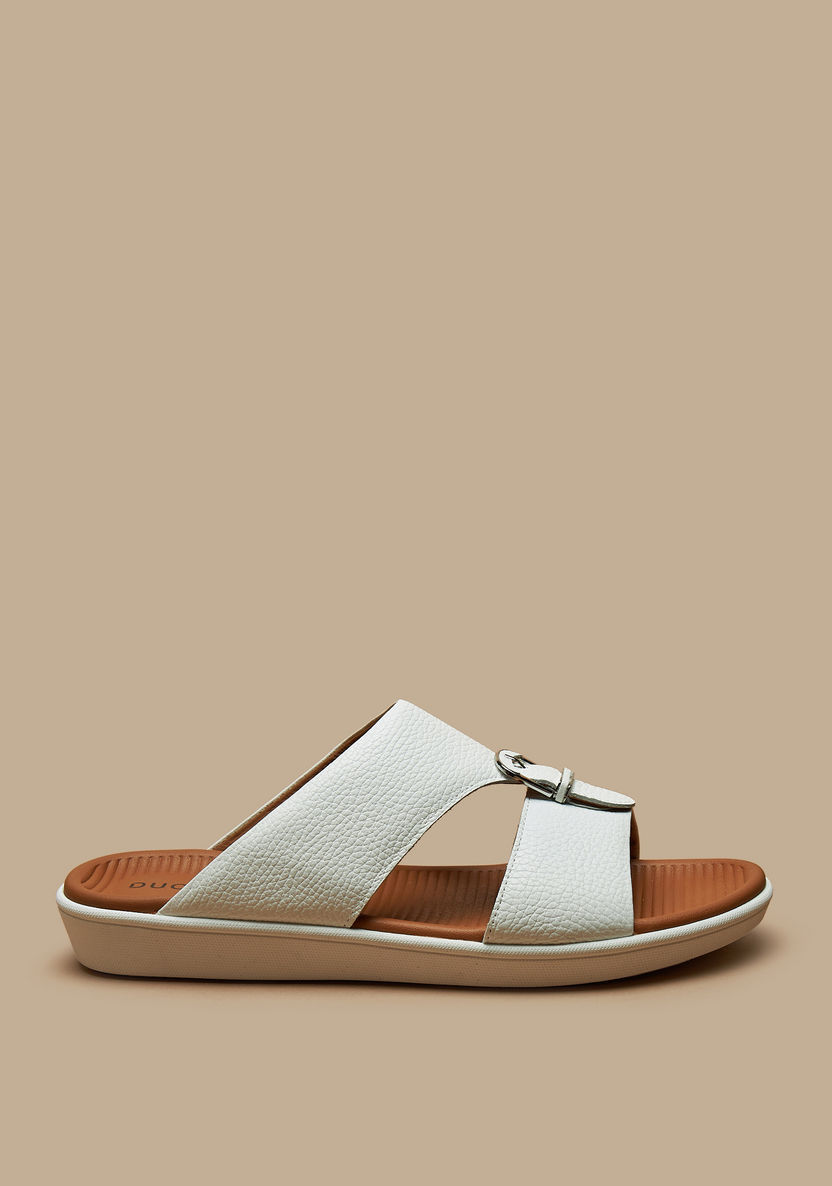 Duchini Men's Buckle Accent Leather Slip-On Arabic Sandals-Men%27s Sandals-image-2