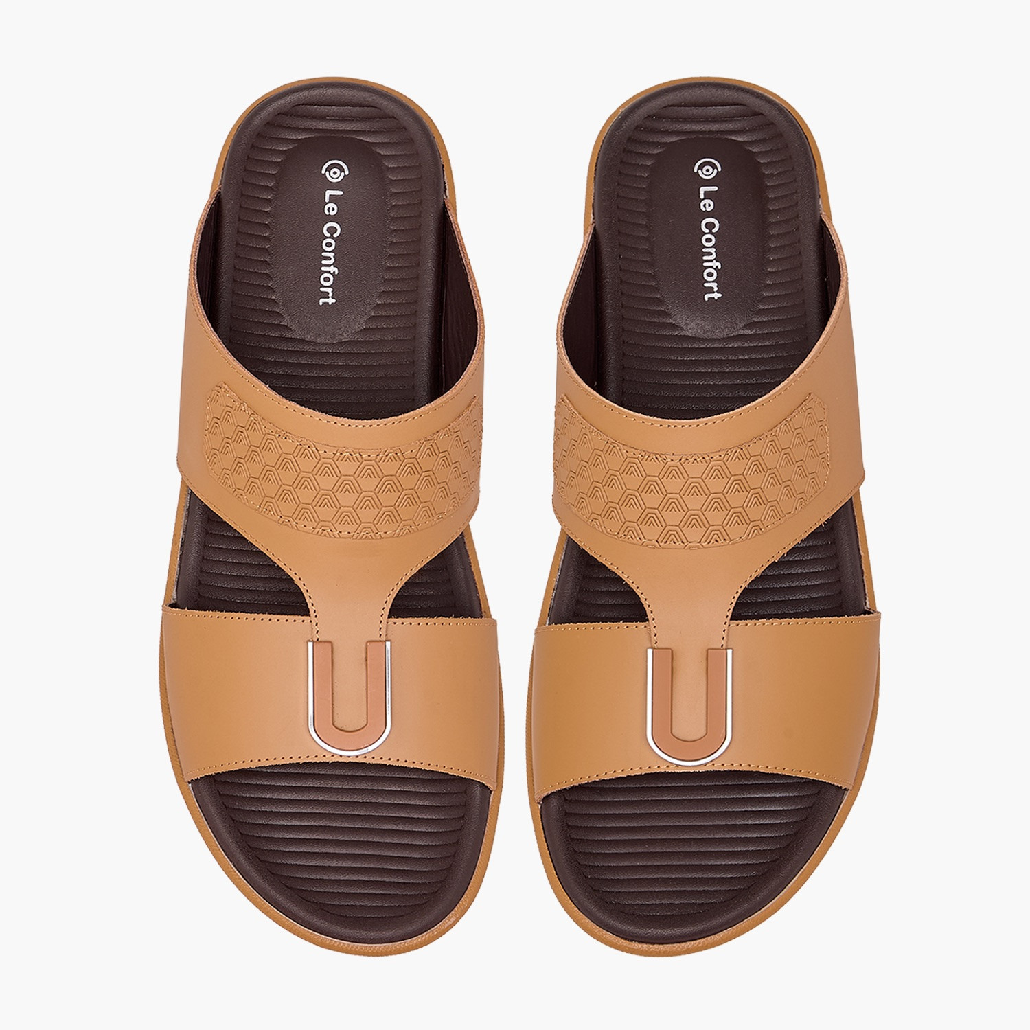 Le Confort Men Textured Leather Arabic Sandals-men-shoes-sandals-image-1