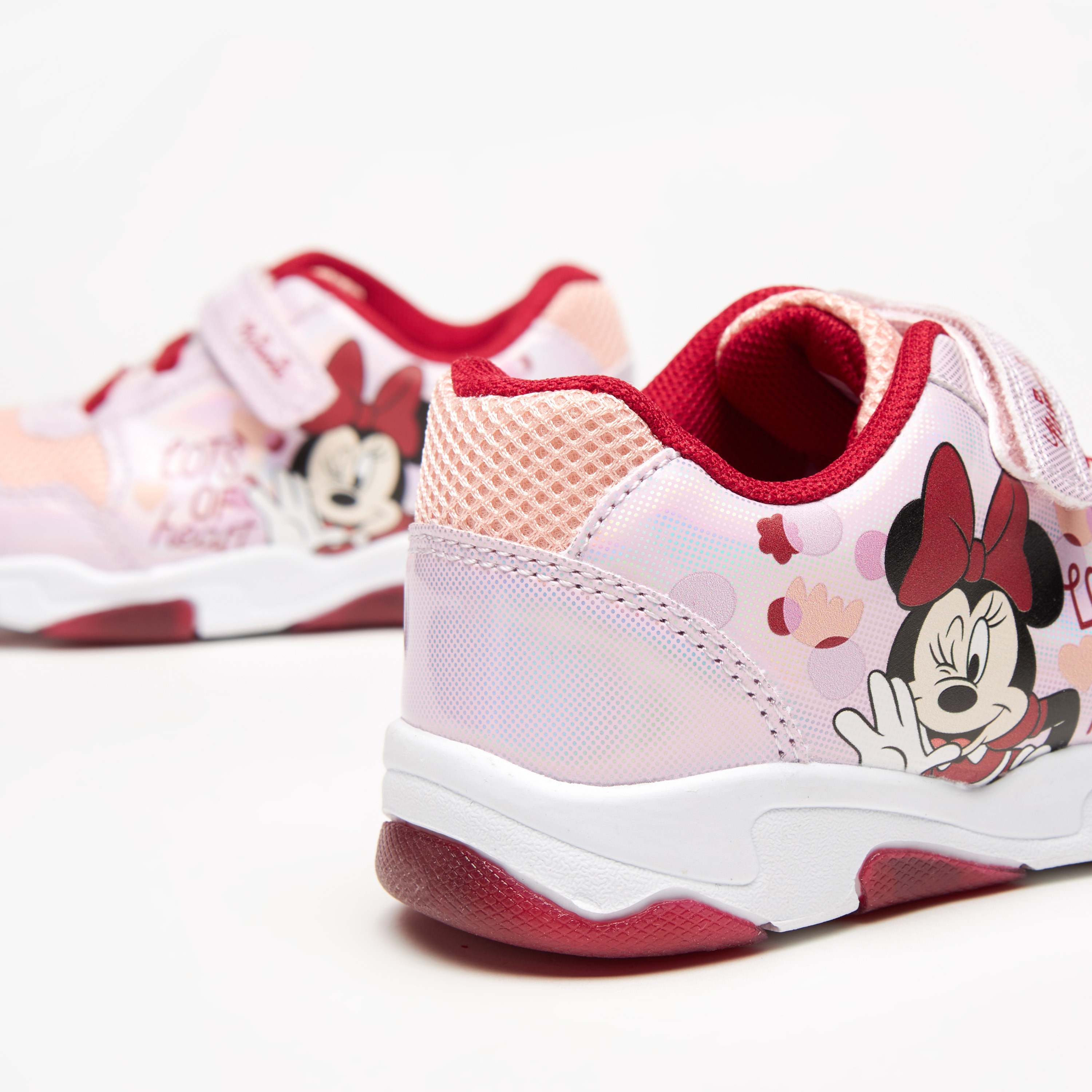 Shop Disney Minnie Mouse Print Sneakers with Hook and Loop Closure
