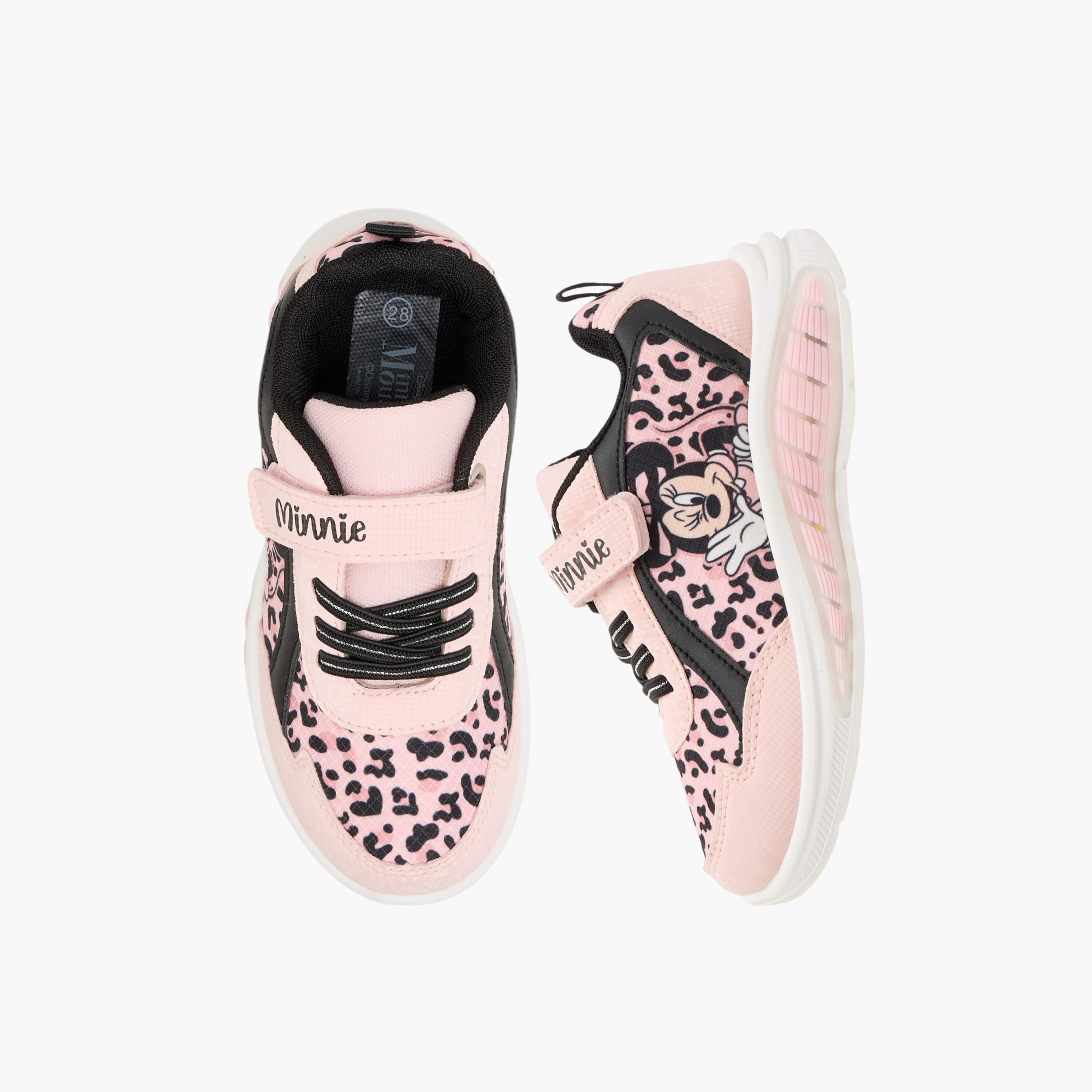 Disney Girls Minnie Mouse Hook & Loop Light-Up Ankle Sneakers-girls-shoes-sneakers-image-1