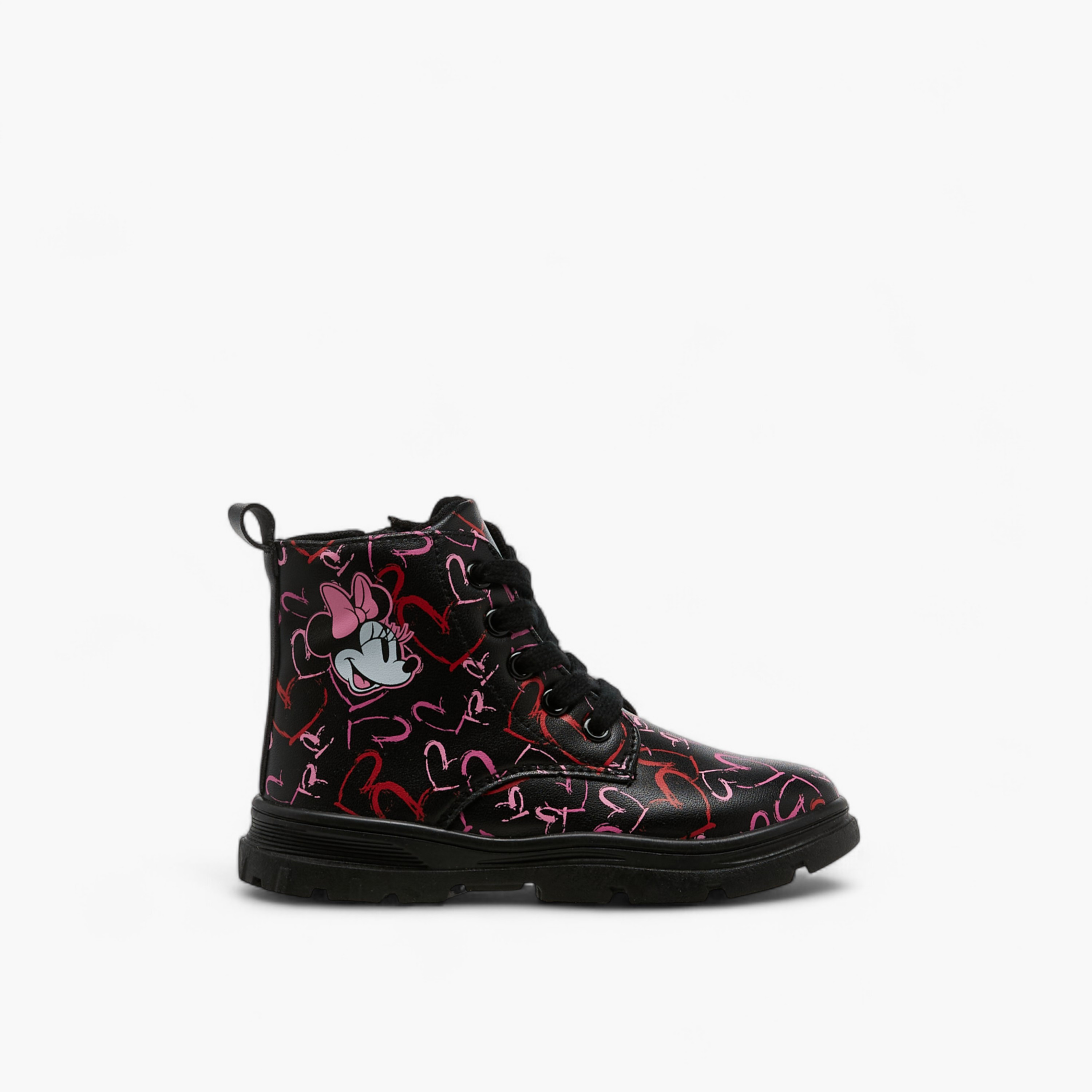 Disney Minnie Mouse Heart Print Boots with Lace-Up Closure-girls-shoes-boots-image-3