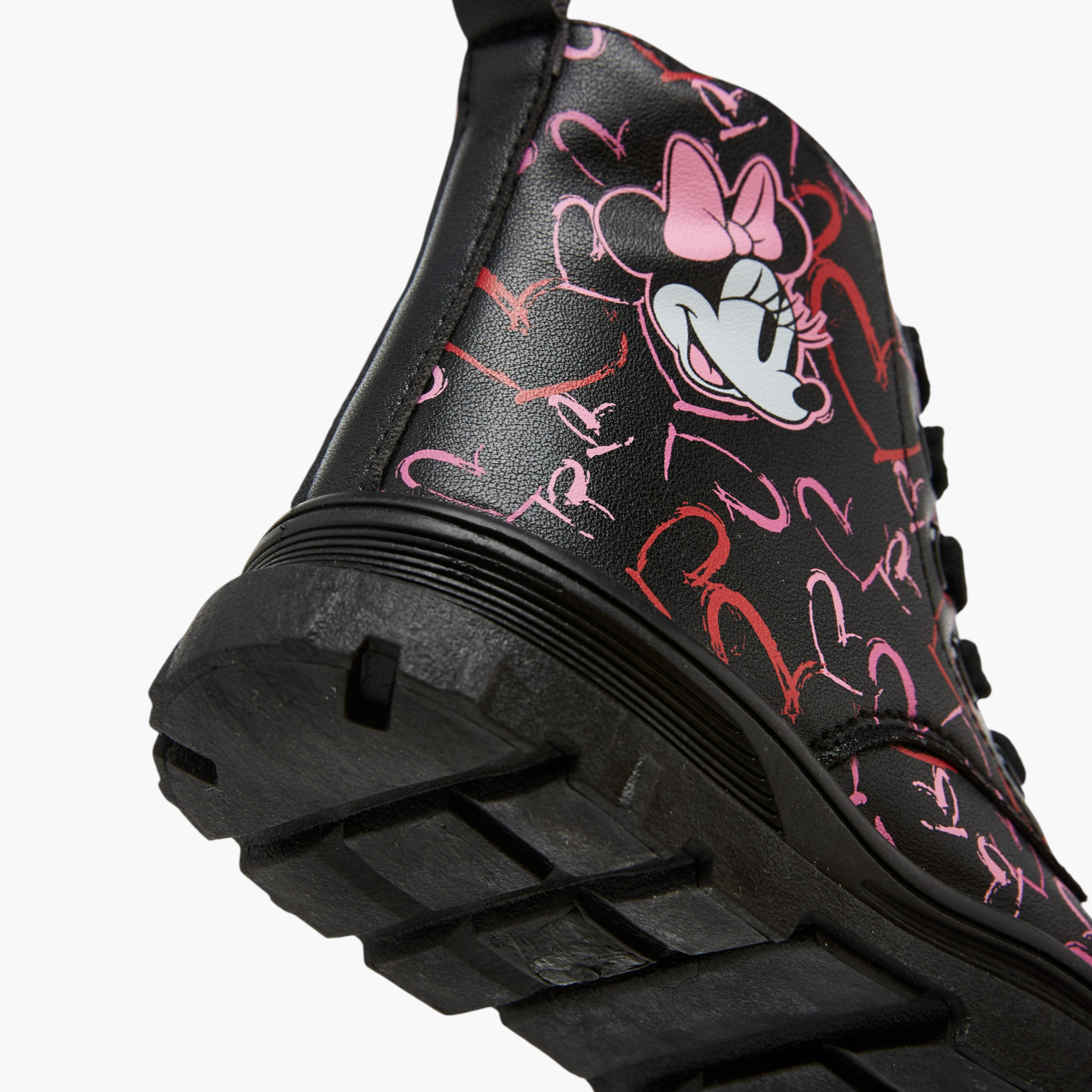 Disney Minnie Mouse Heart Print Boots with Lace-Up Closure-girls-shoes-boots-image-5