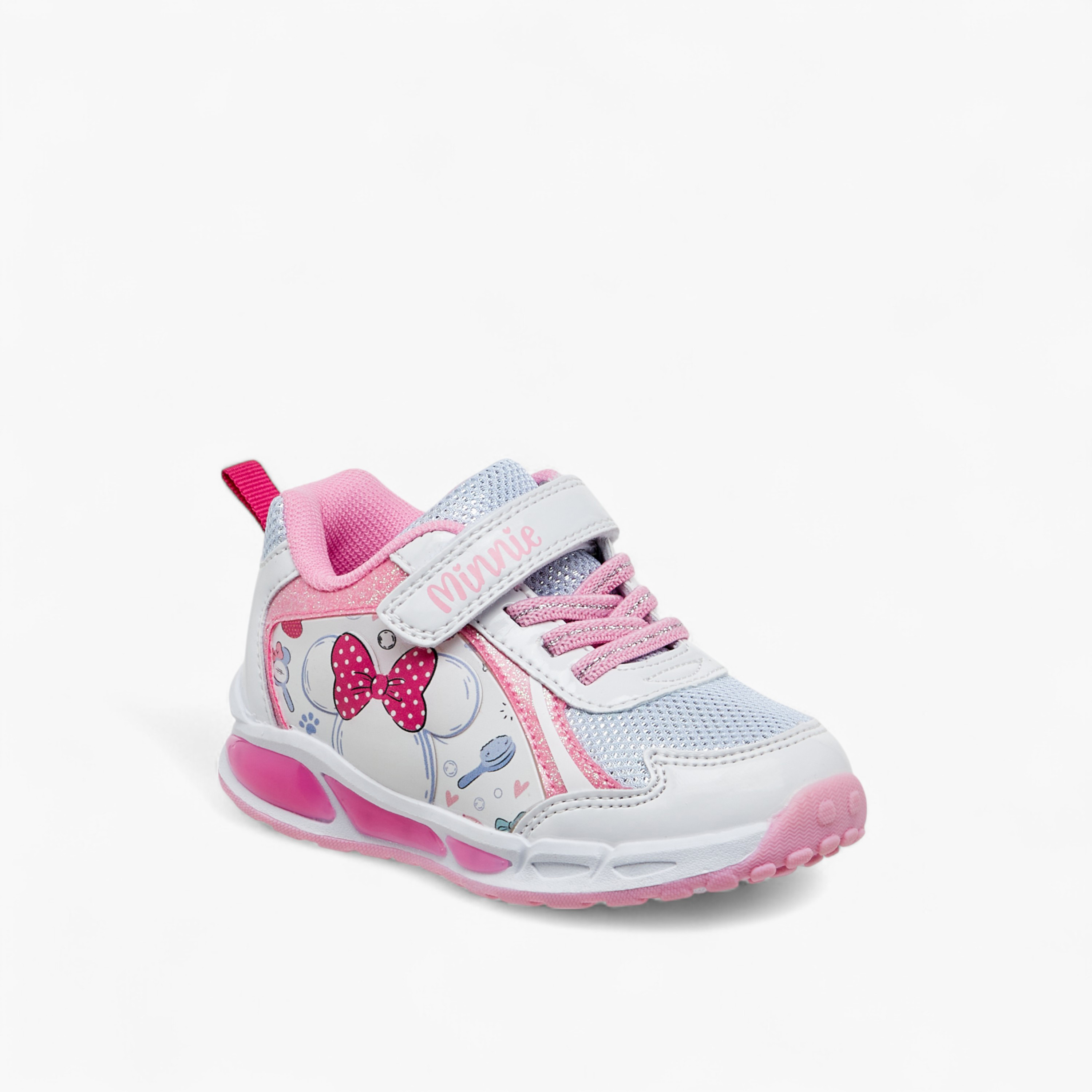 Disney Minnie Mouse Print Light-Up Sneakers with Hook and Loop Closure-girls-shoes-sneakers-image-2