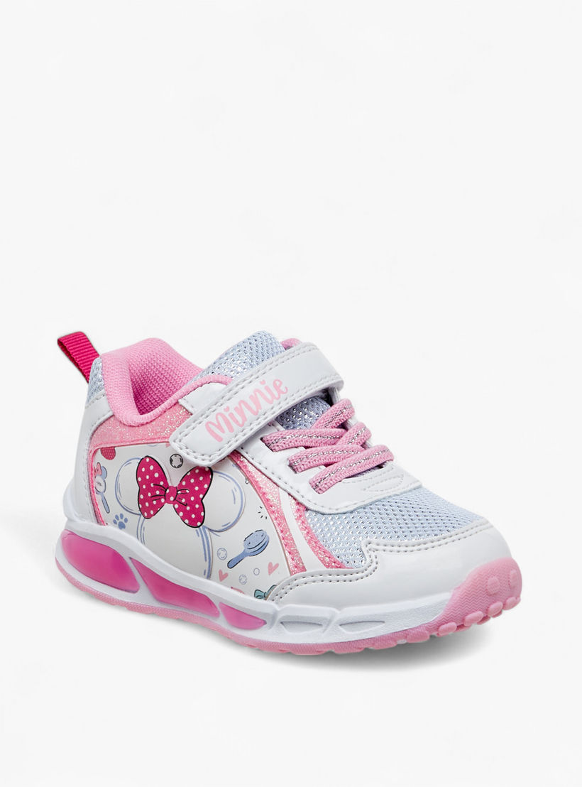 Disney Minnie Mouse Print Light-Up Sneakers with Hook and Loop Closure-girls-shoes-sneakers-image-2