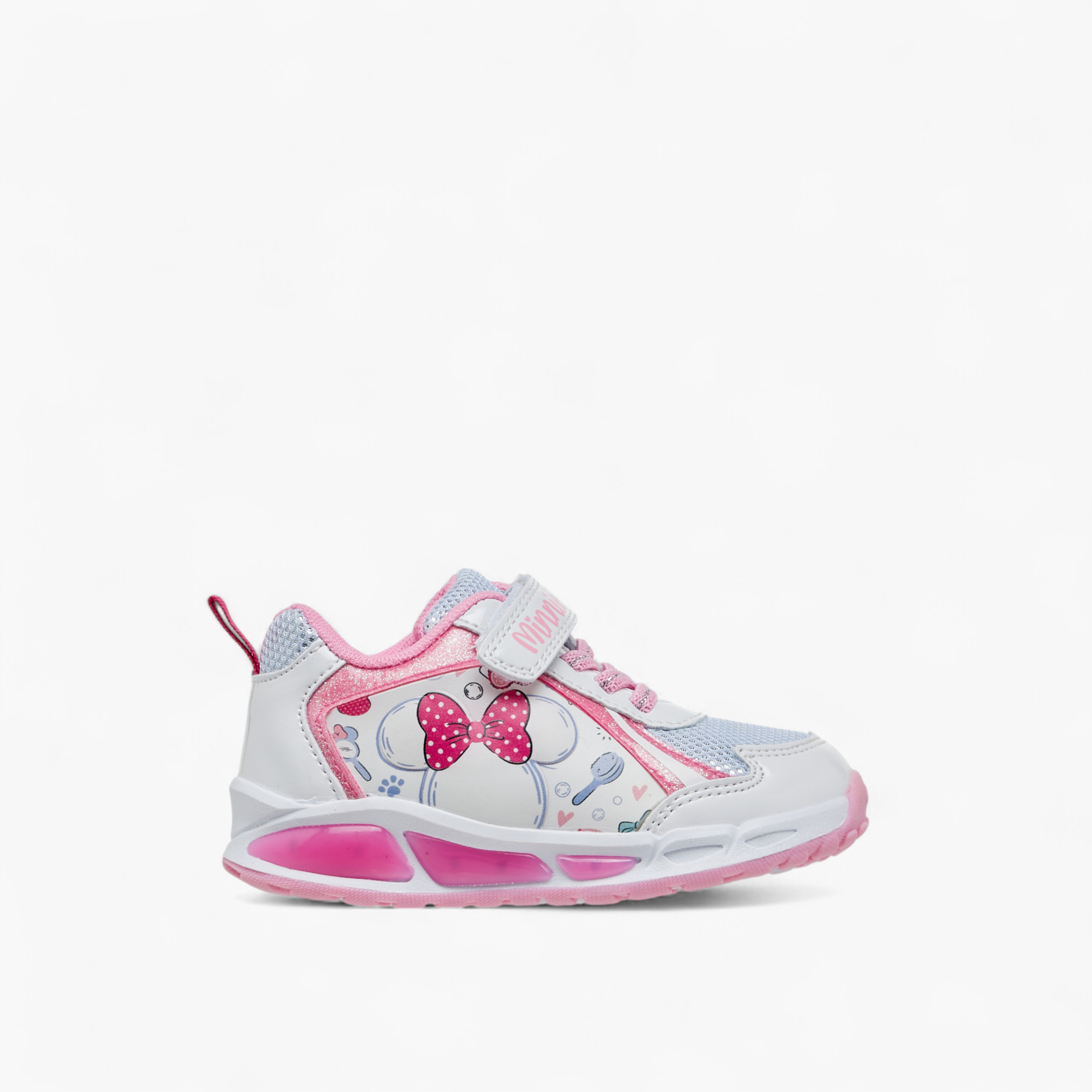Disney Minnie Mouse Print Light-Up Sneakers with Hook and Loop Closure-girls-shoes-sneakers-image-3