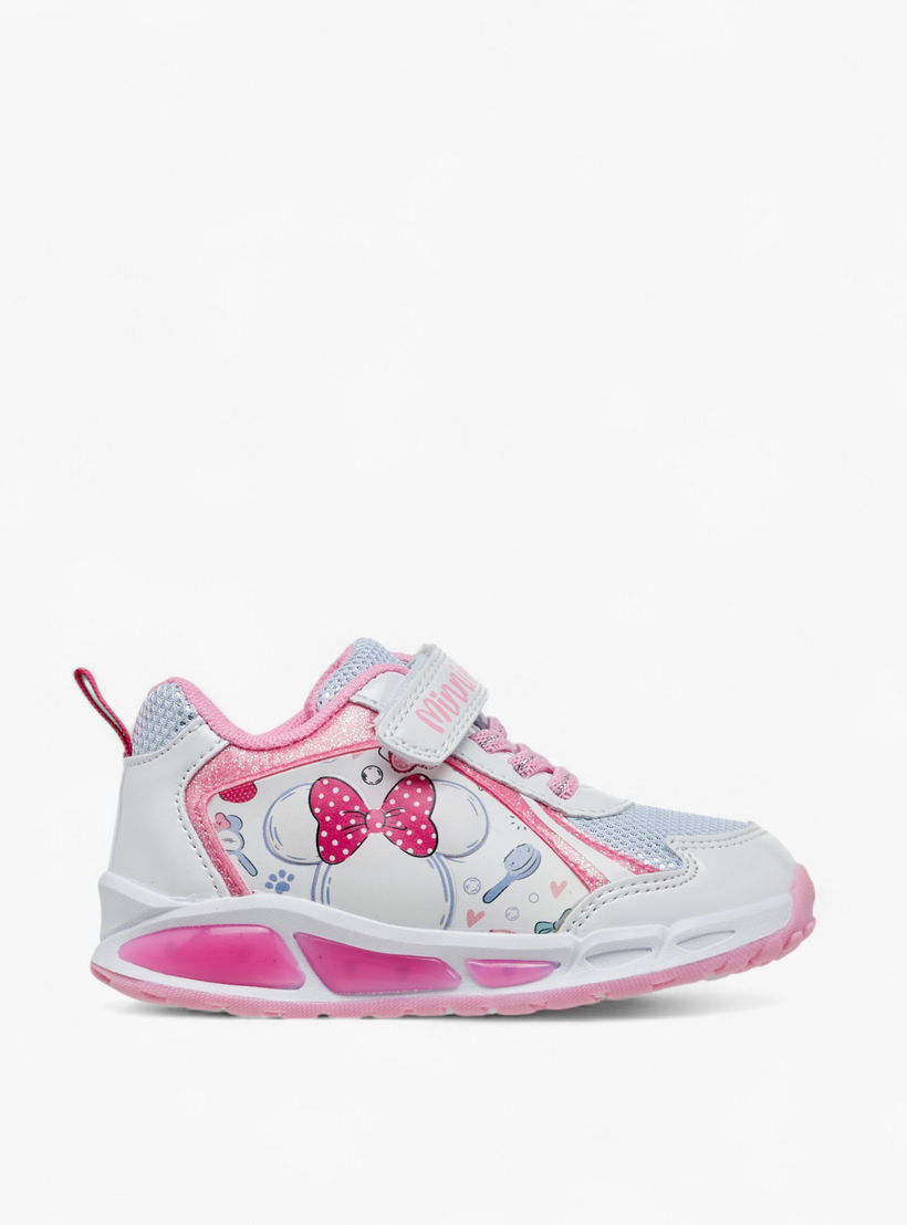 Disney Minnie Mouse Print Light-Up Sneakers with Hook and Loop Closure-girls-shoes-sneakers-image-3
