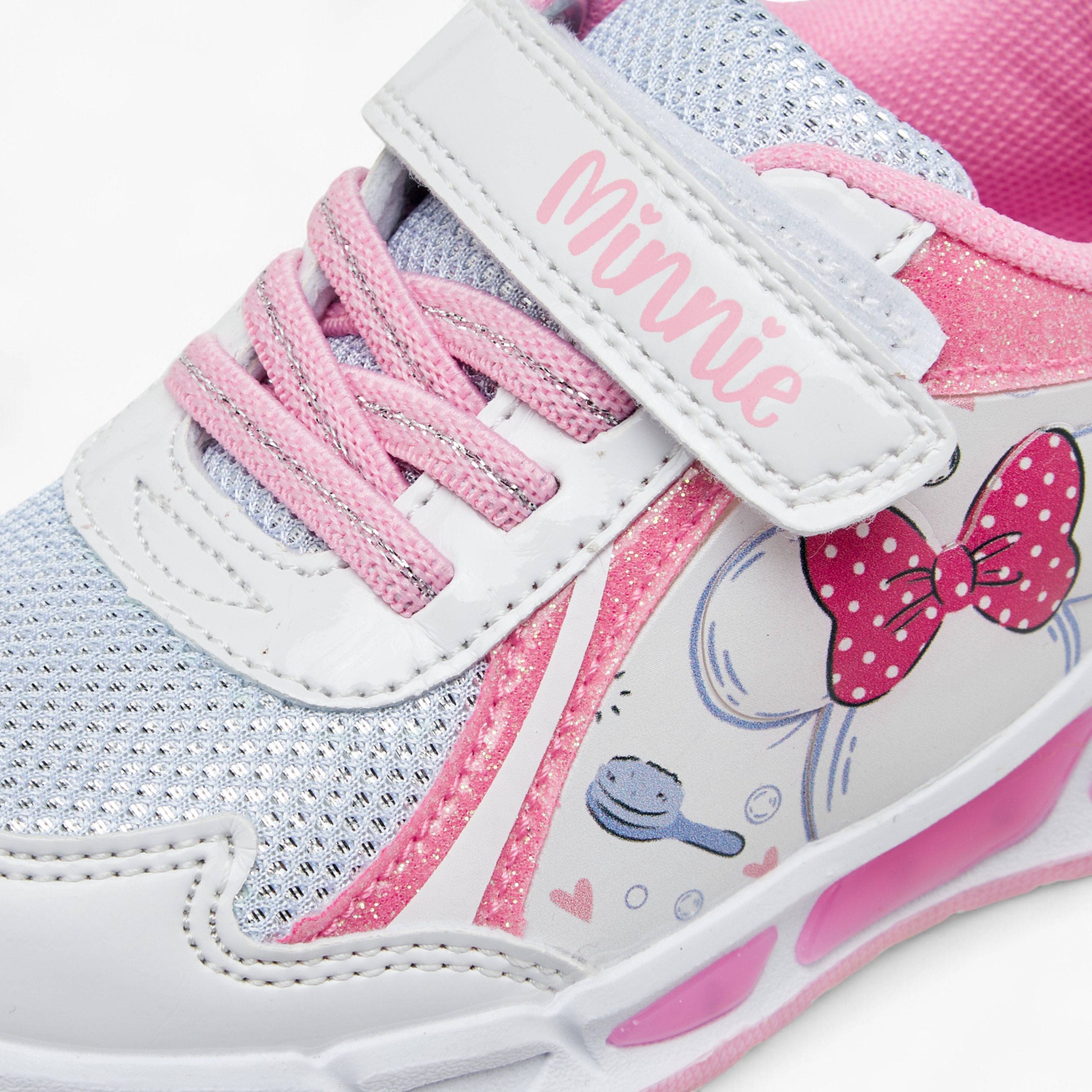 Disney Minnie Mouse Print Light-Up Sneakers with Hook and Loop Closure-girls-shoes-sneakers-image-5