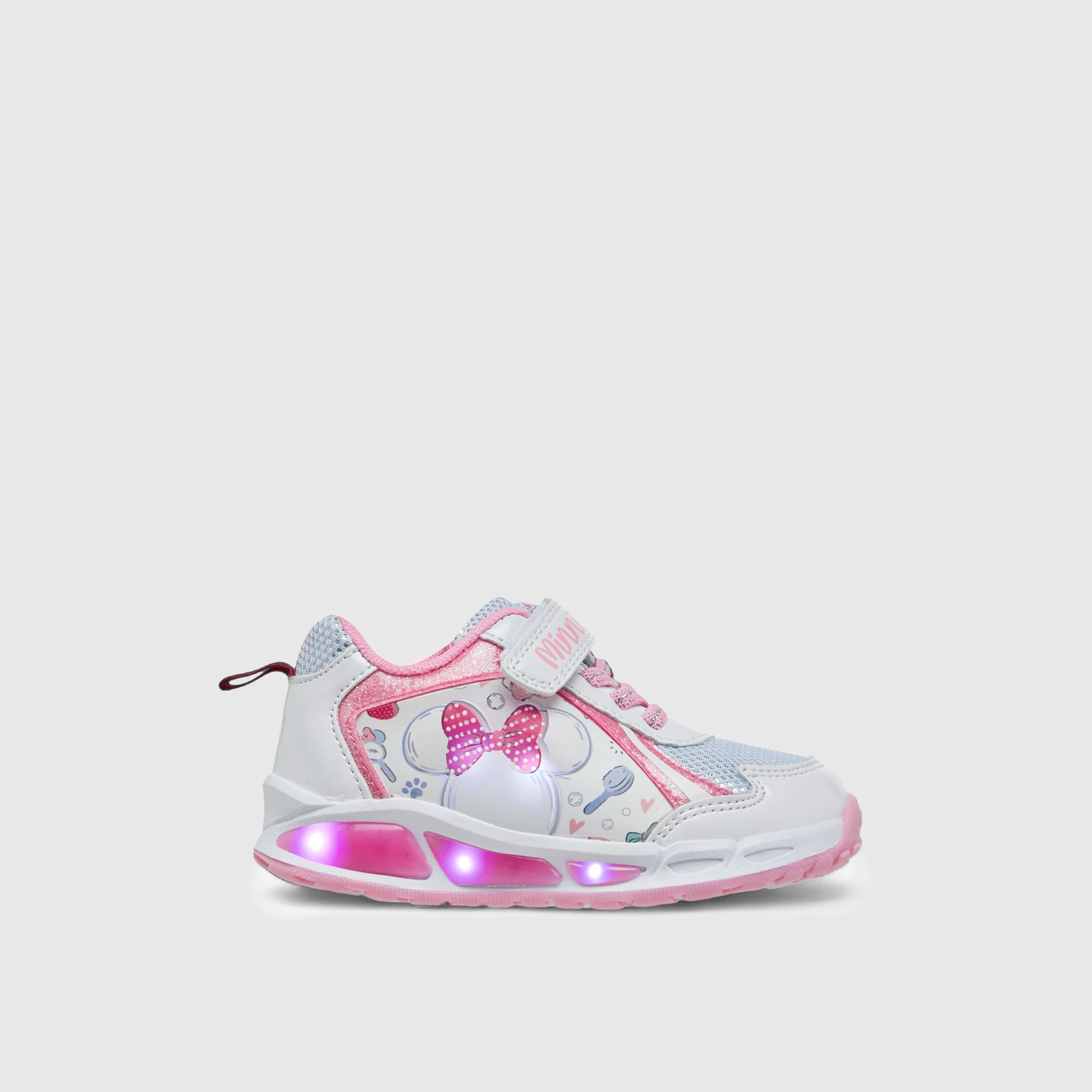 Disney Minnie Mouse Print Light-Up Sneakers with Hook and Loop Closure-girls-shoes-sneakers-image-4