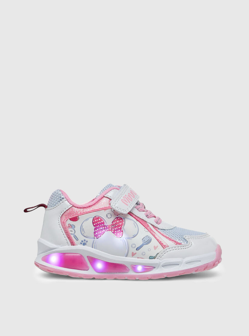 Disney Minnie Mouse Print Light-Up Sneakers with Hook and Loop Closure-girls-shoes-sneakers-image-4