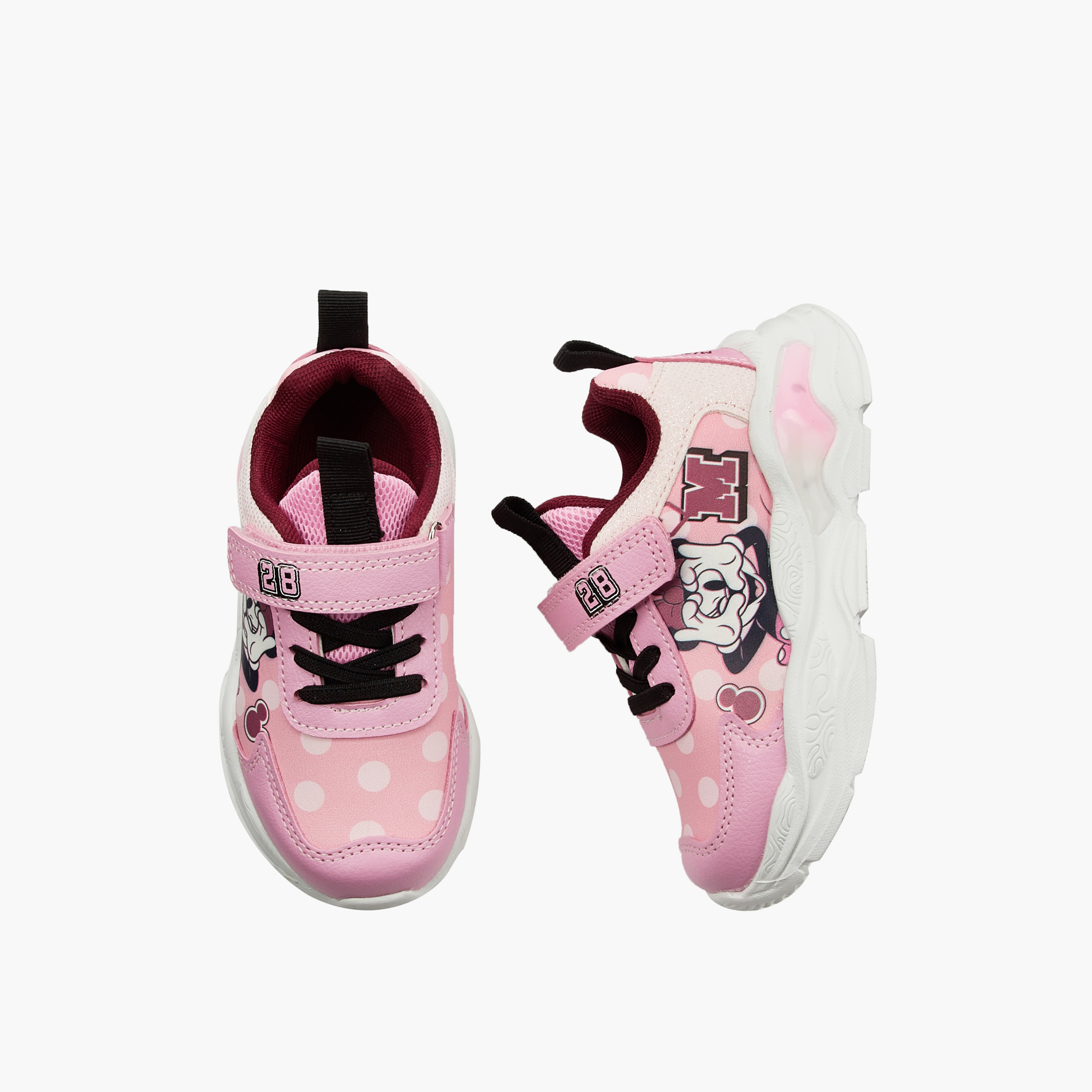 Disney Girls Minnie Mouse Print Light-Up Ankle Sneakers-girls-shoes-sneakers-image-1