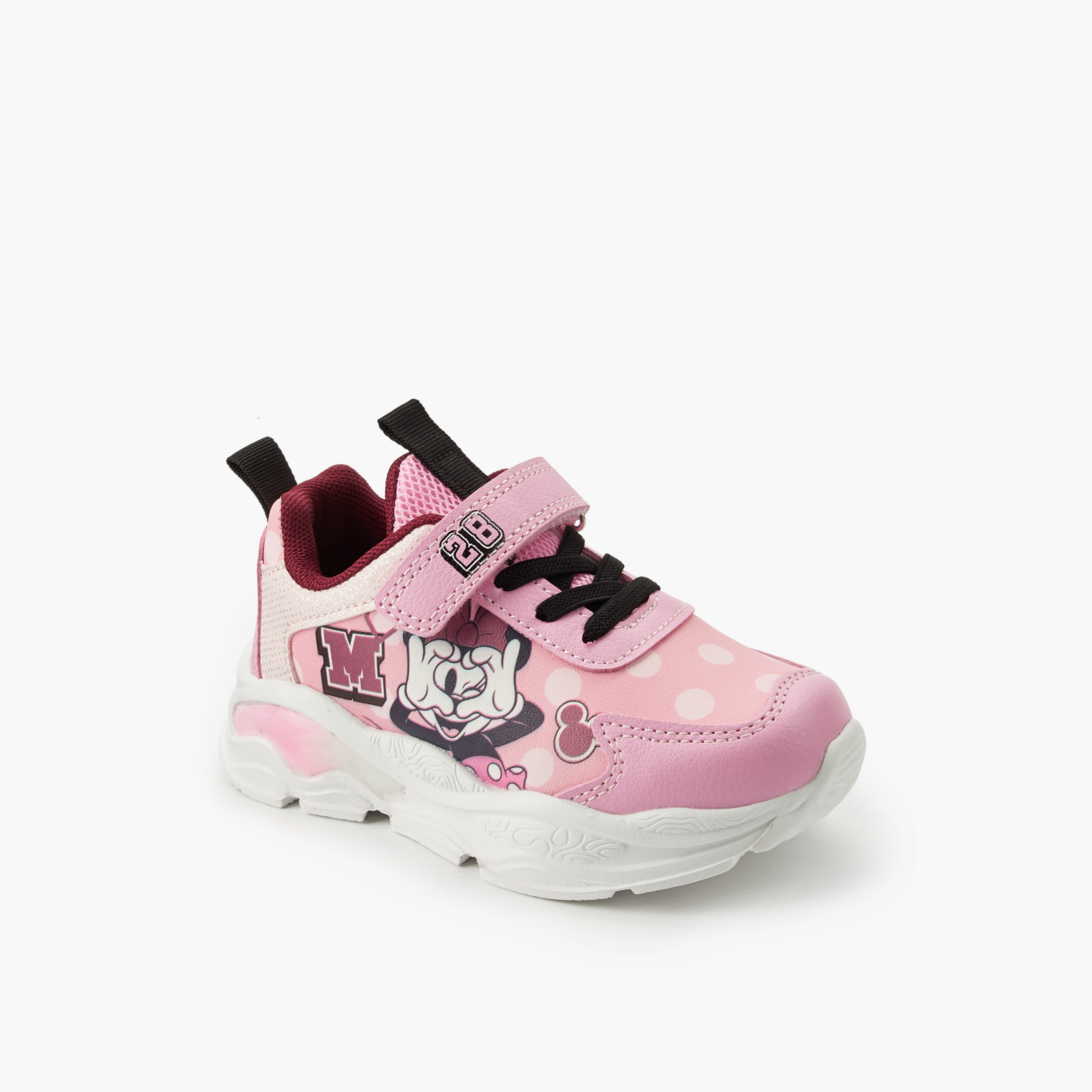 Disney Girls Minnie Mouse Print Light-Up Ankle Sneakers-girls-shoes-sneakers-image-2