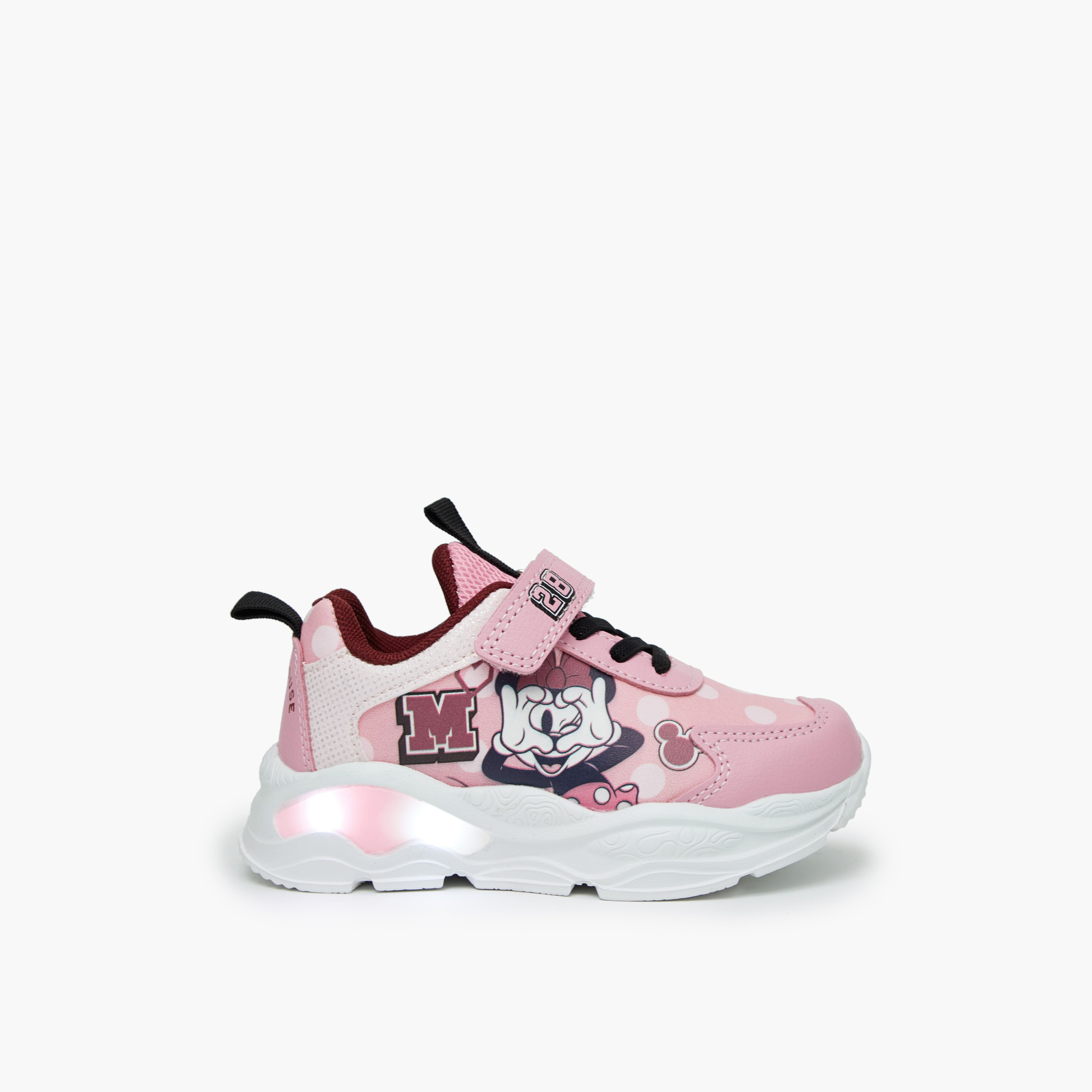 Disney Girls Minnie Mouse Print Light-Up Ankle Sneakers-girls-shoes-sneakers-image-6