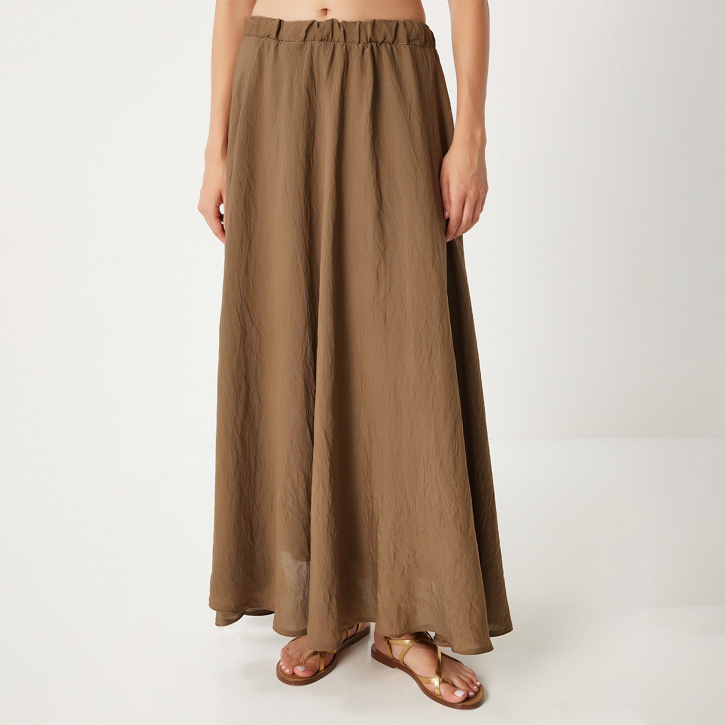 تنورة ماكسي نسائية من الكتان البني من إسطنبول السعادة-women-clothing-bottoms-skirts-image-1