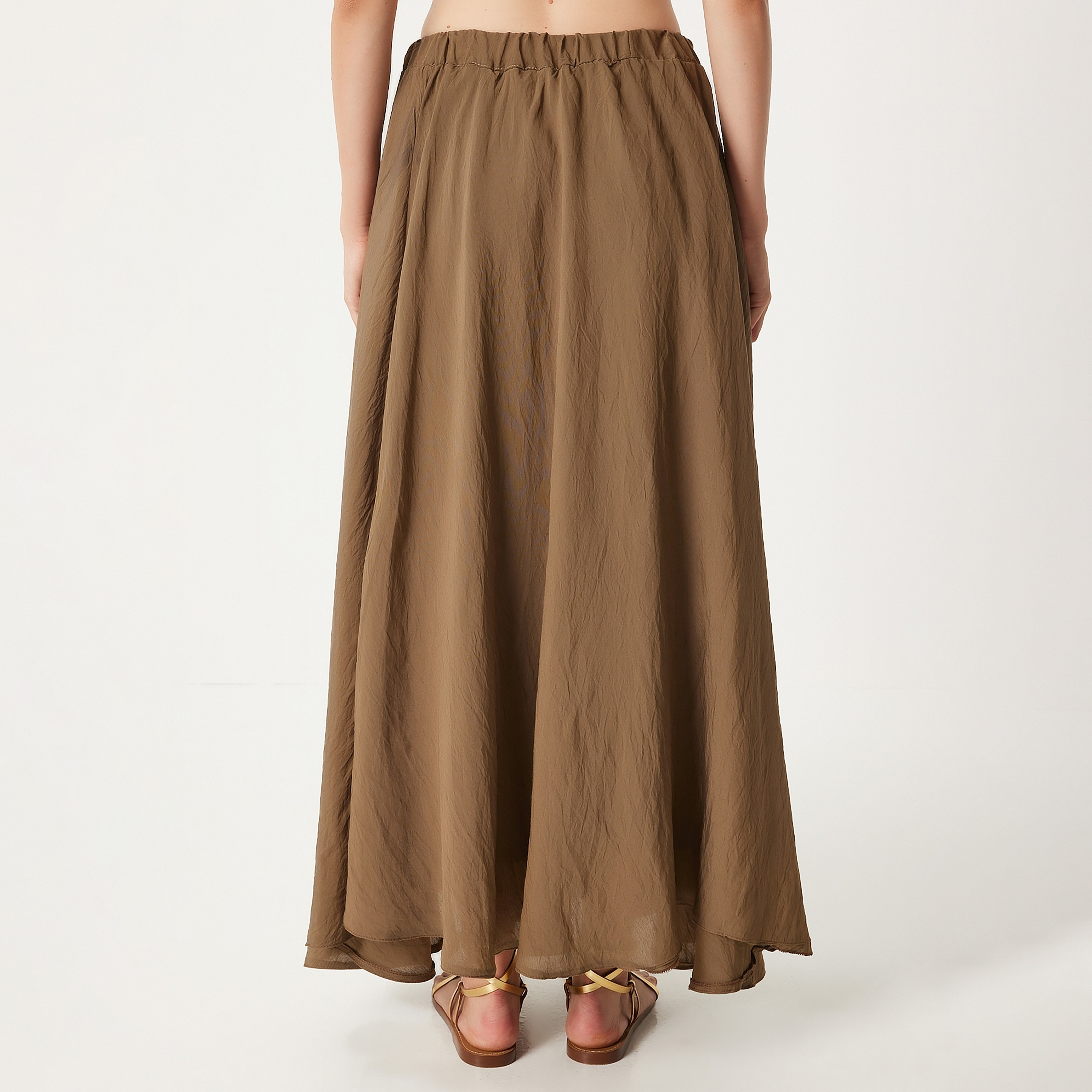 Happiness Istanbul Brown Linen High-Rise Women's Maxi Skirt-women-clothing-bottoms-skirts-image-4