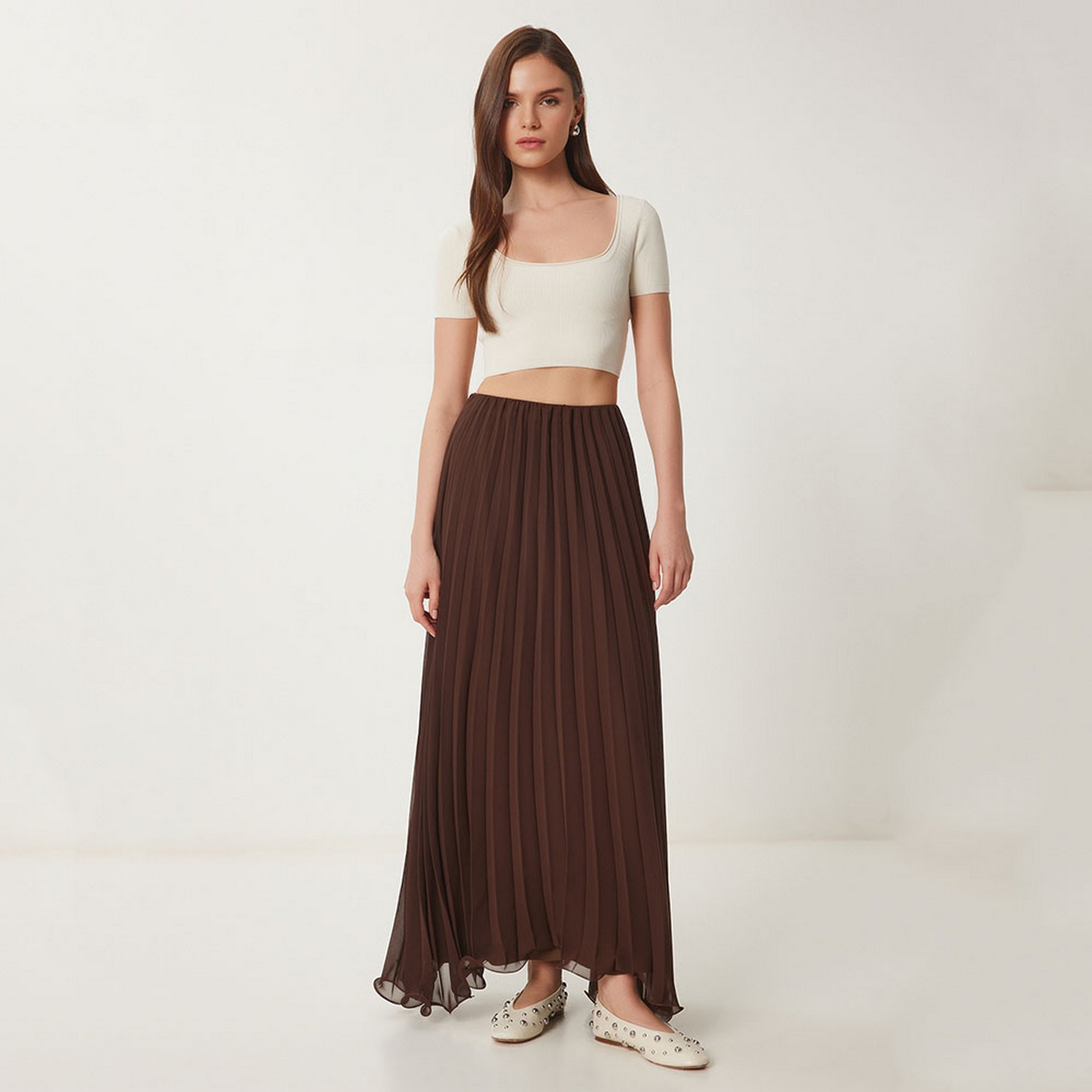 Happiness Istanbul Chiffon Pleated Women's Maxi Skirt-women-clothing-bottoms-skirts-image-2