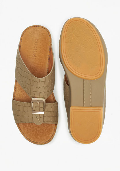 Duchini Men's Textured Slip-On Arabic Sandals with Buckle Accent-Men%27s Sandals-image-4