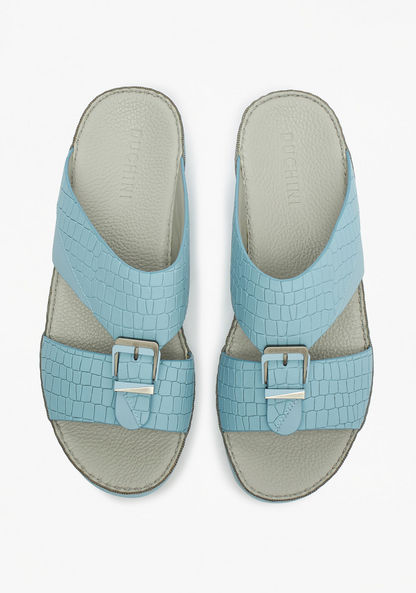 Duchini Men's Textured Slip-On Arabic Sandals with Buckle Accent-Men%27s Sandals-image-0