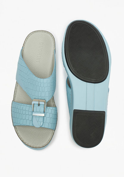 Duchini Men's Textured Slip-On Arabic Sandals with Buckle Accent-Men%27s Sandals-image-4