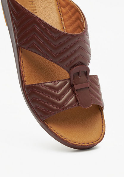 Duchini Men's Textured Slip-On Arabic Sandals with Buckle Accent-Men%27s Sandals-image-3