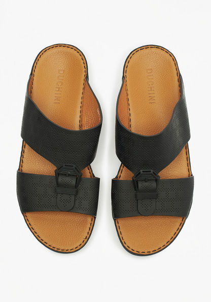 Duchini Men's Textured Slip-On Arabic Sandals with Buckle Accent-Men%27s Sandals-image-0