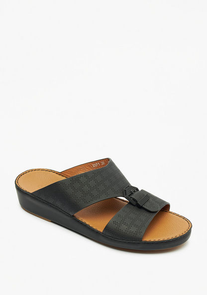 Duchini Men's Textured Slip-On Arabic Sandals with Buckle Accent-Men%27s Sandals-image-1
