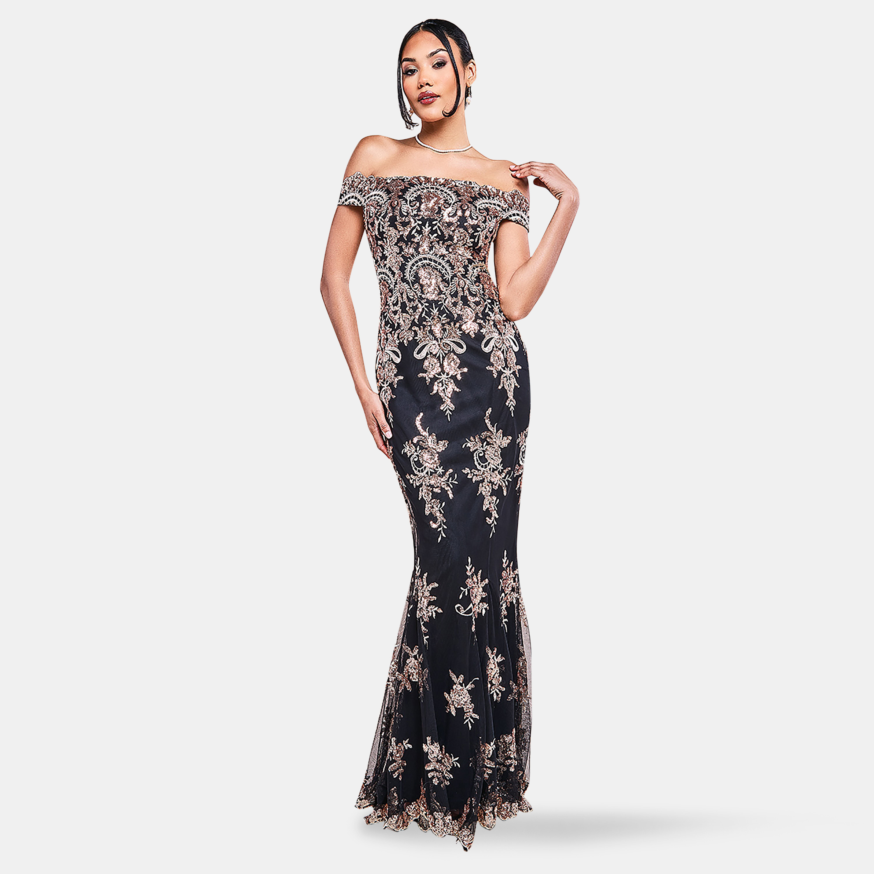 Goddiva Sequins Bardot Neck Off Shoulder Maxi Dress-women-clothing-dresses-image-5