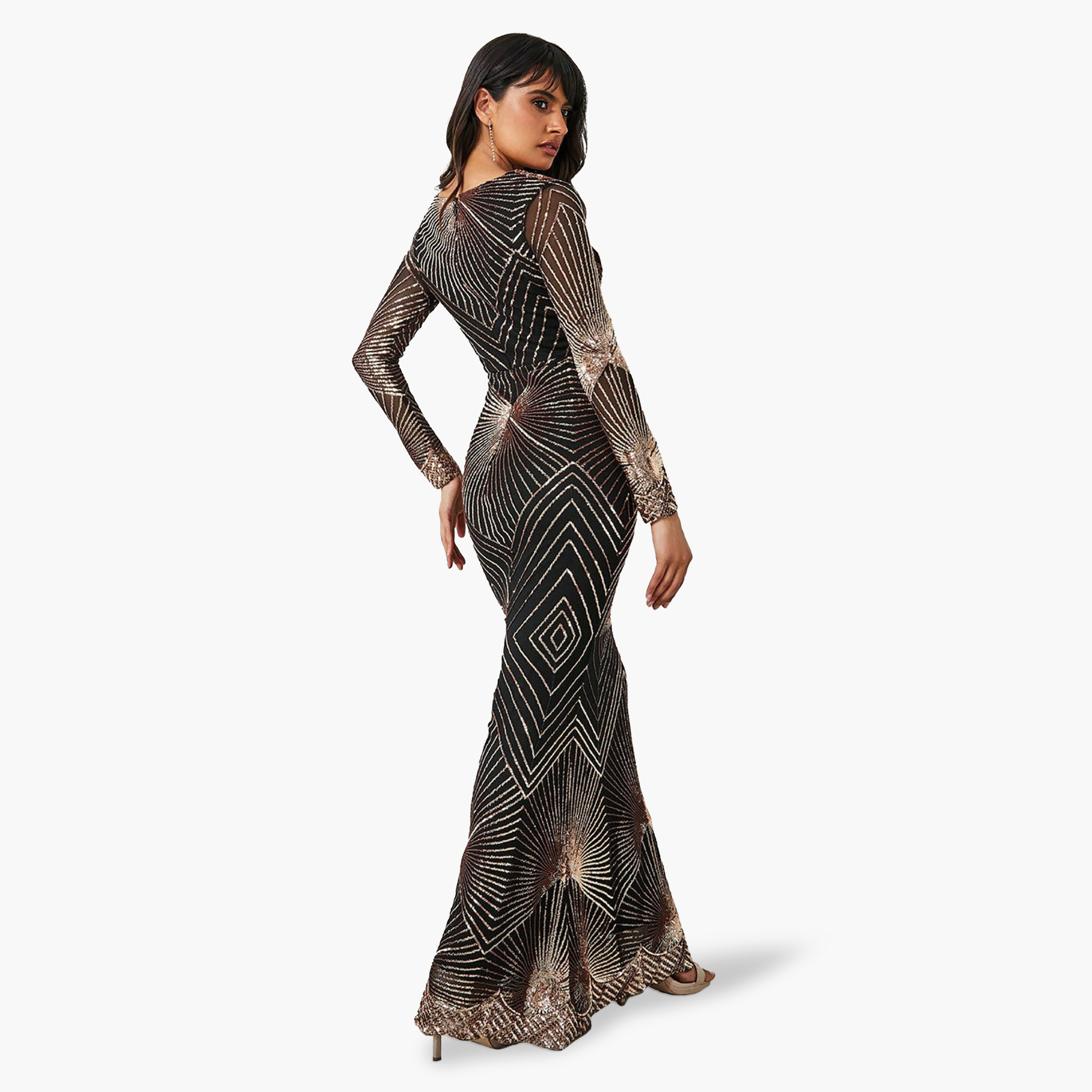 فستان بوديكون ماكسي برقبة على شكل وى مع سكوینس من جوديفا-women-clothing-dresses-image-2