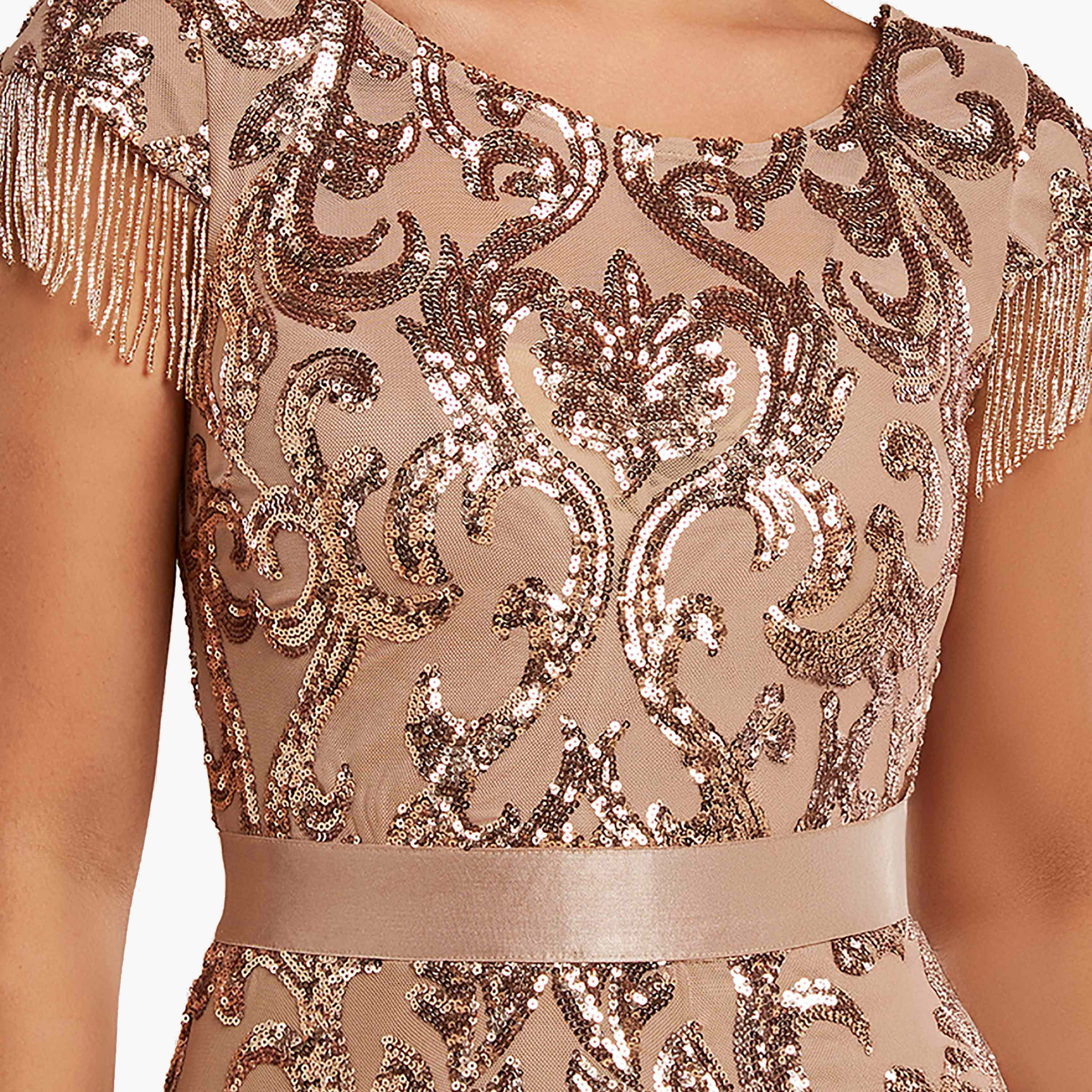 Goddiva Sequins Round Neck Slit Maxi Dress-women-clothing-dresses-image-3